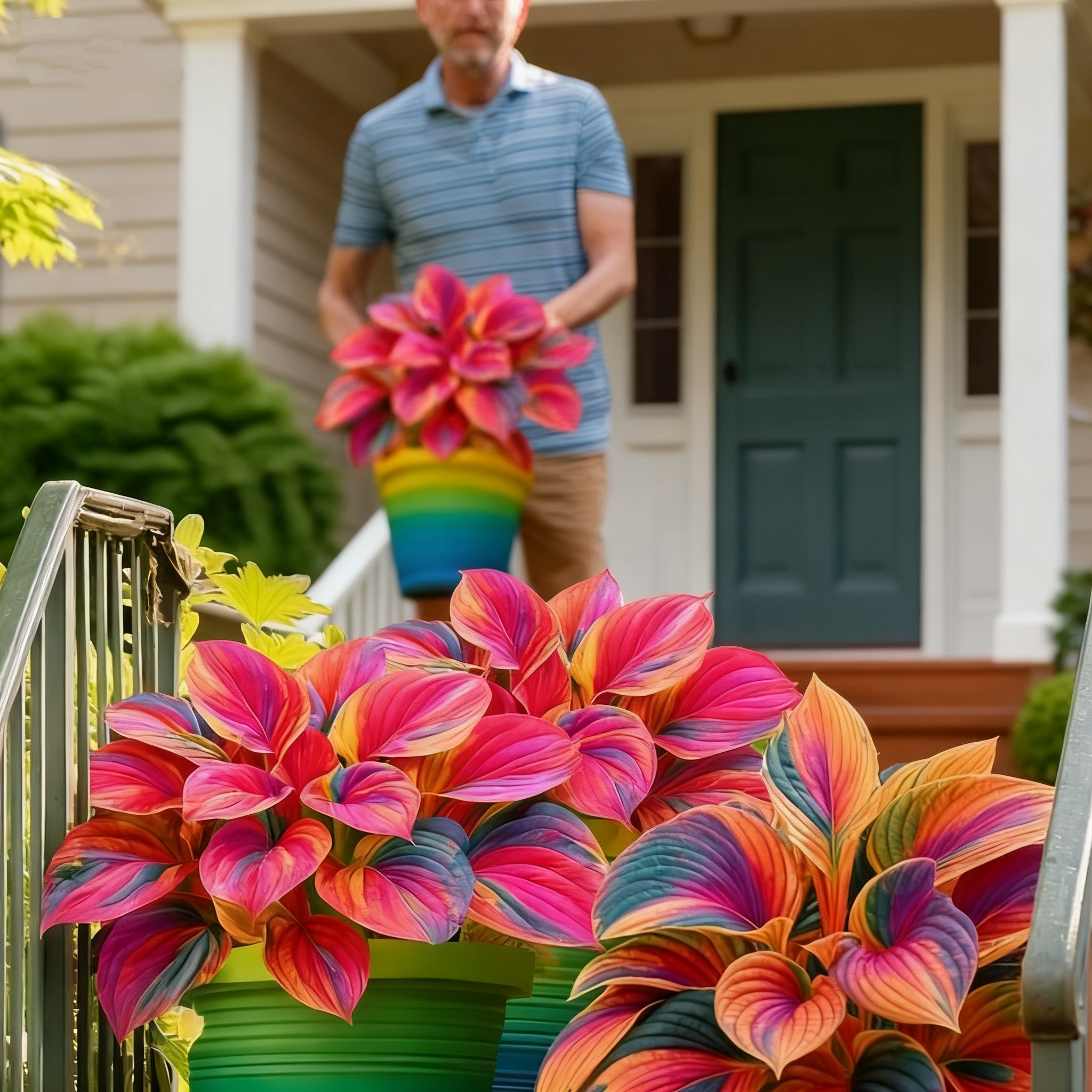 🌈🔥 Limited Edition Rainbow Flame Hostas -Rare Multicolor Foliage🌸