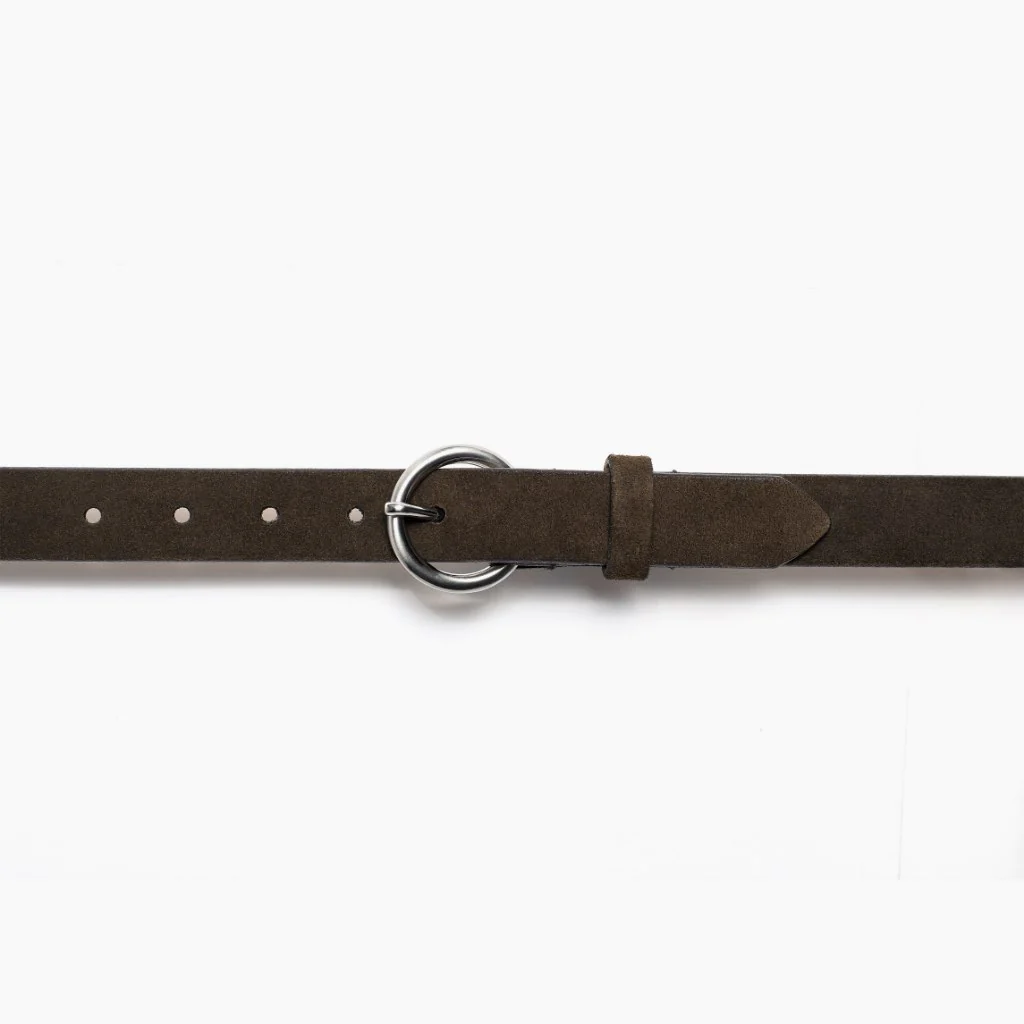 Women's Circle Leather Belt | Dark Olive Suede