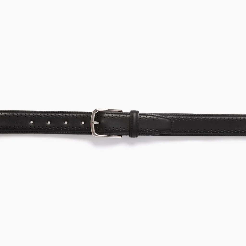 Men's Brogue Leather Belt | Black