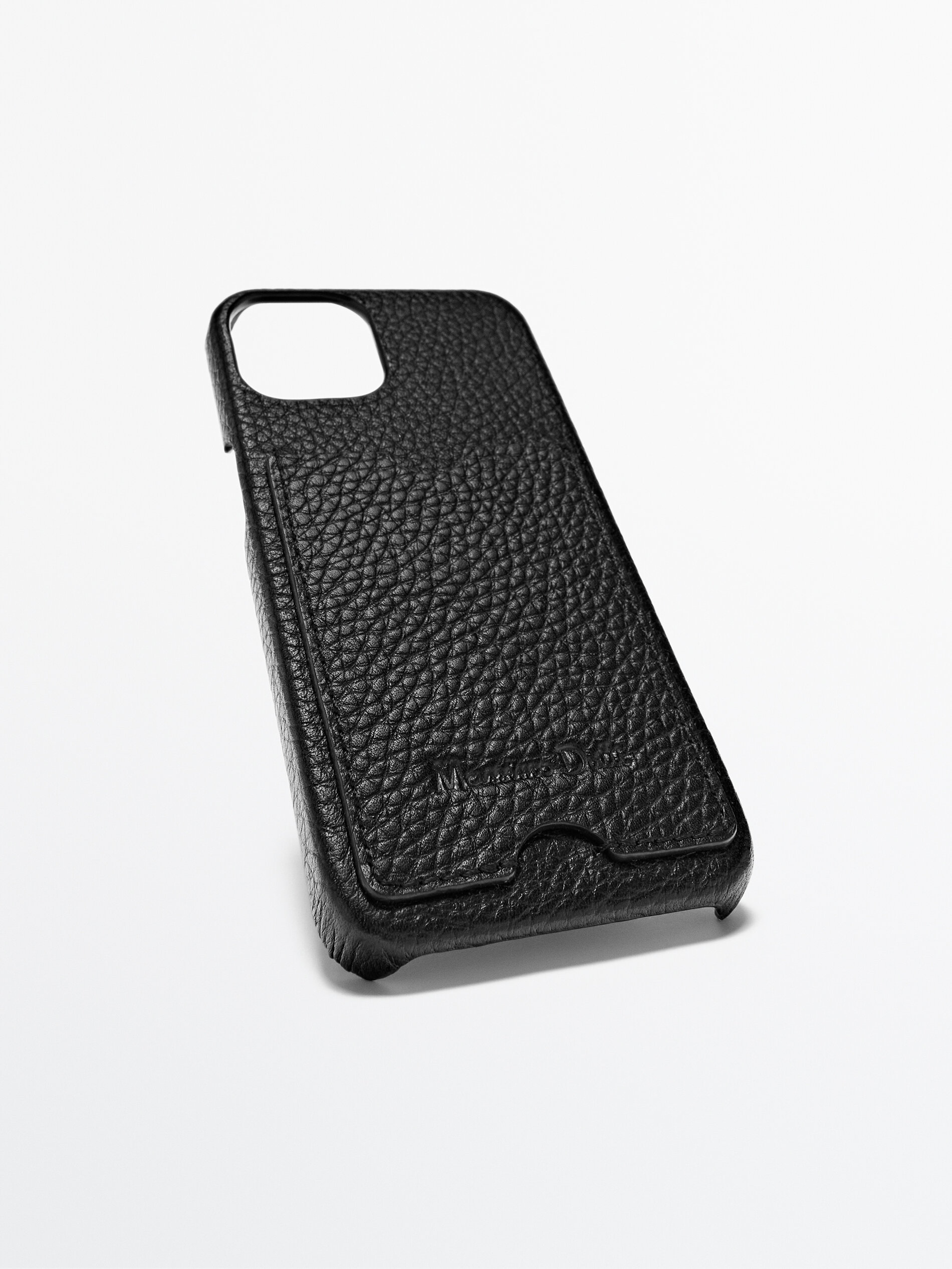 Funda iphone 13 piel abatanada tarjetero - NEGRO