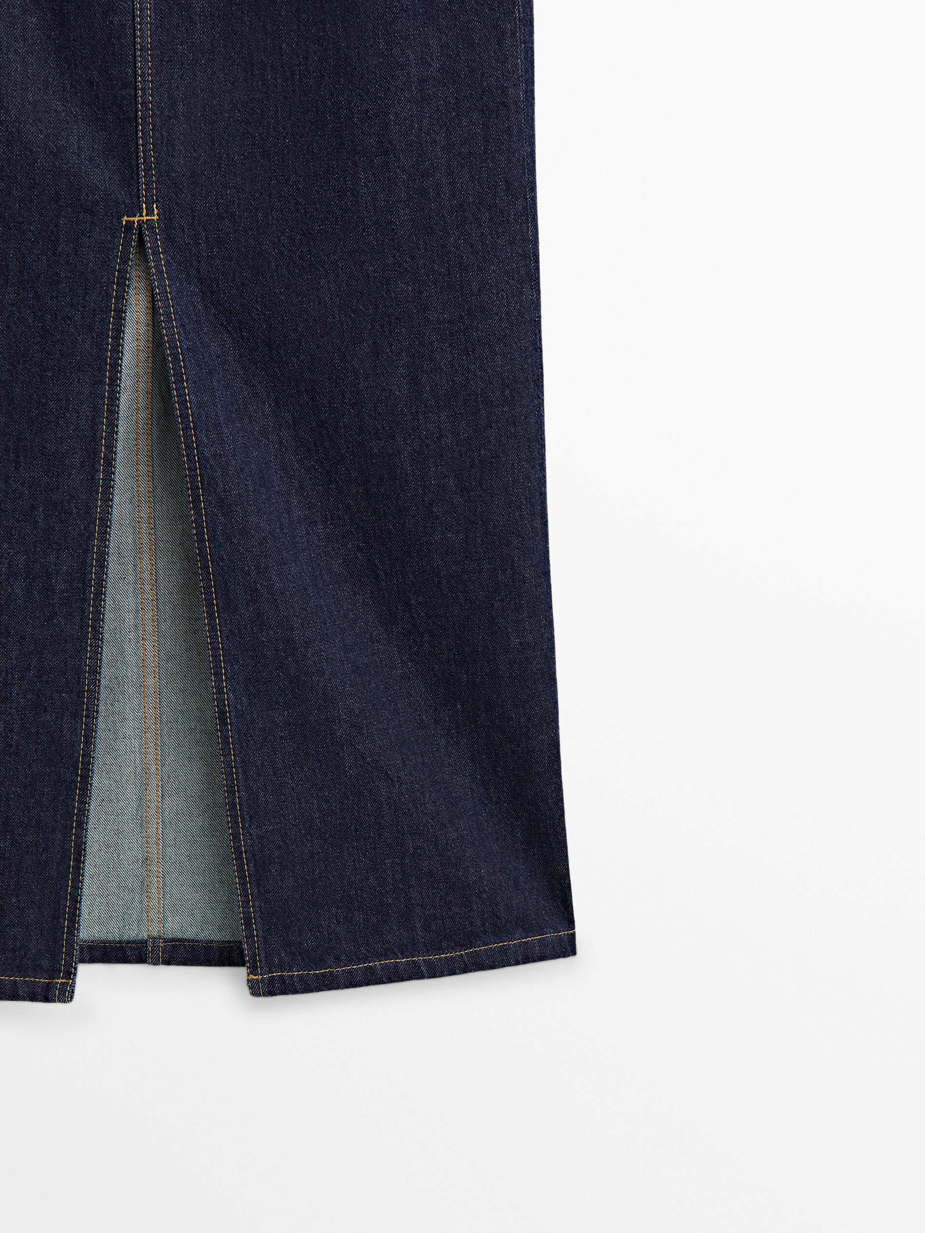 Falda denim tiro alto - AZUL MEDIO