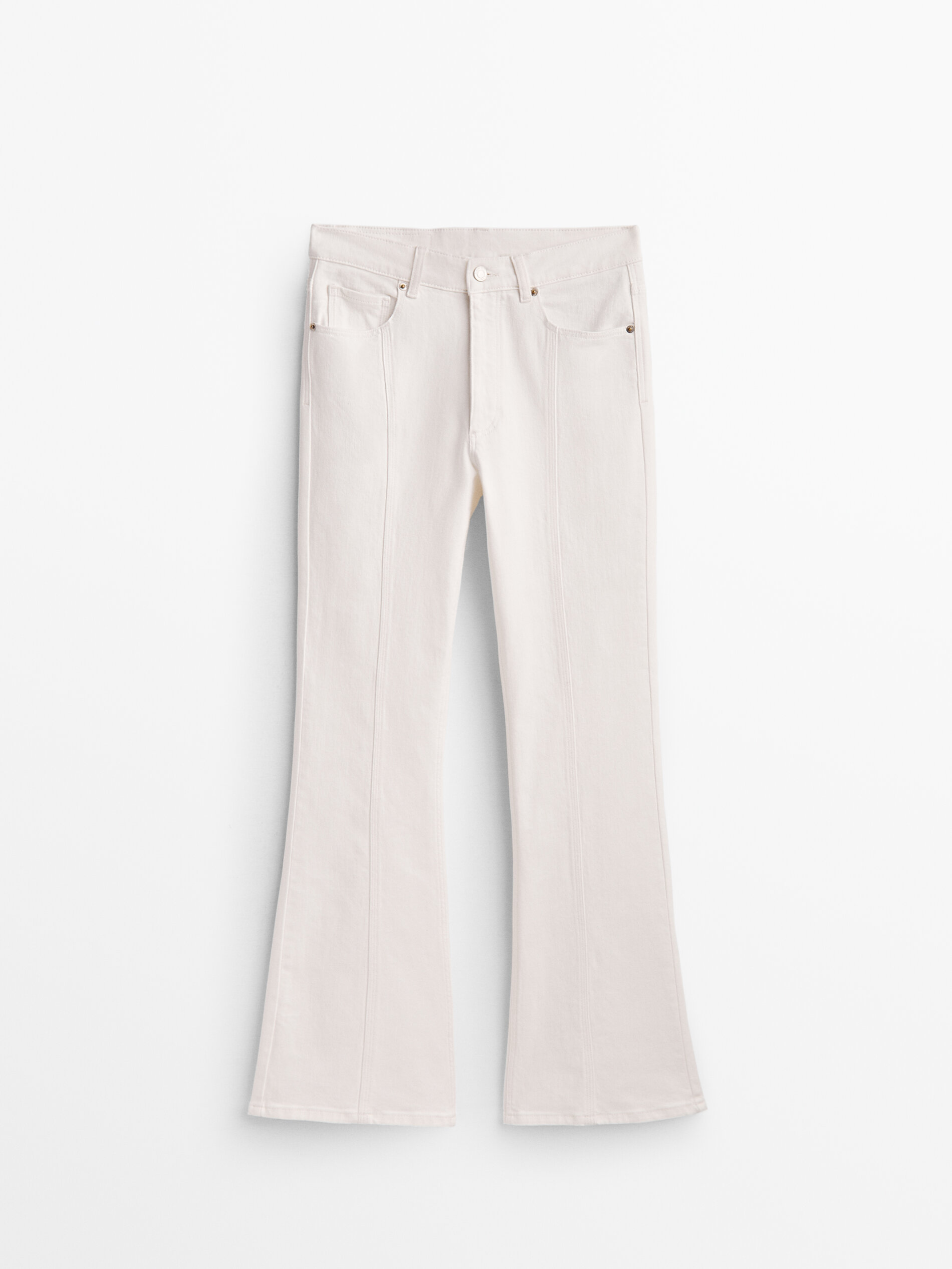 Pantalón vaquero tiro alto flare - CRUDO