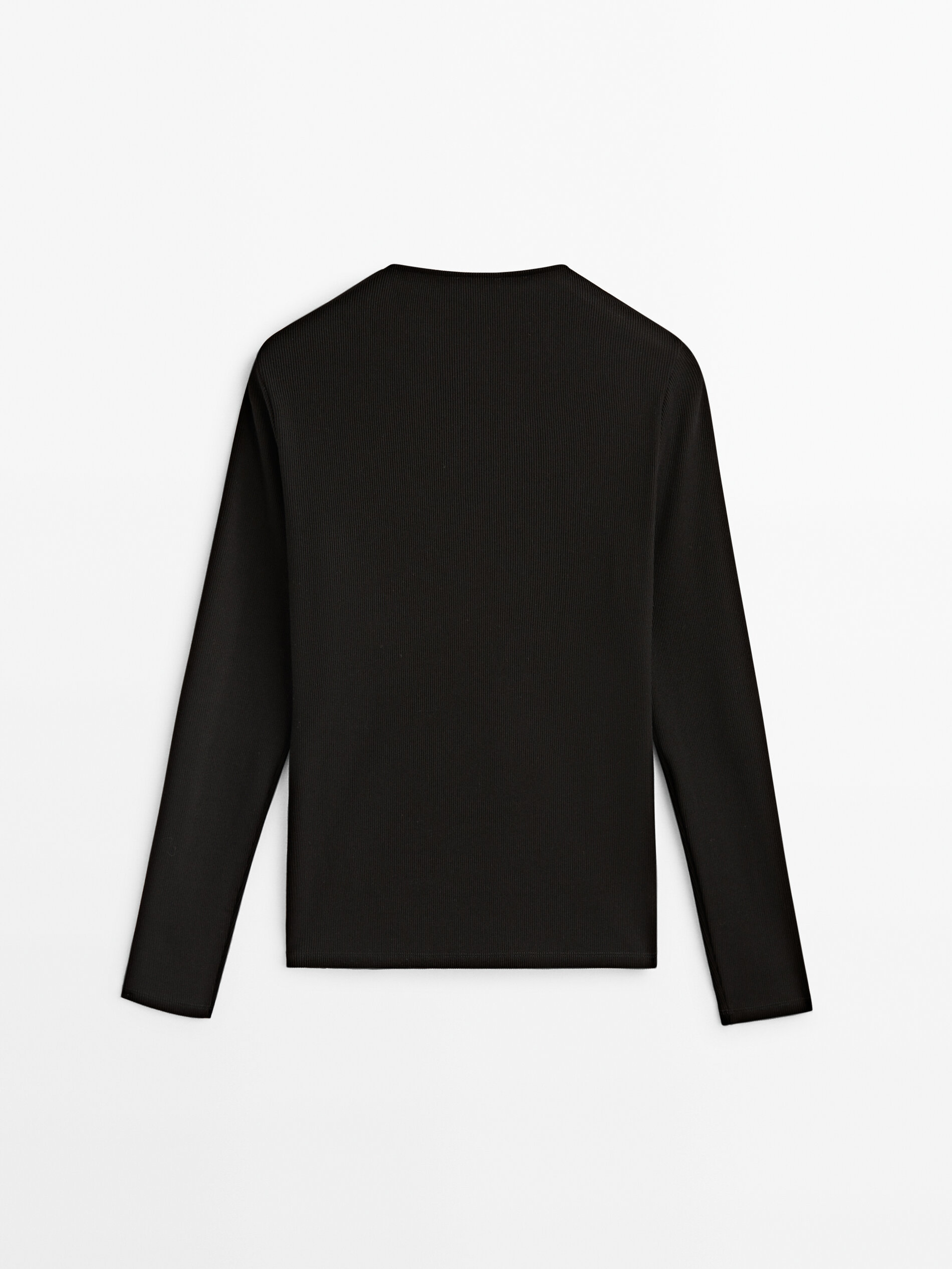 Camiseta cut out canalé - NEGRO