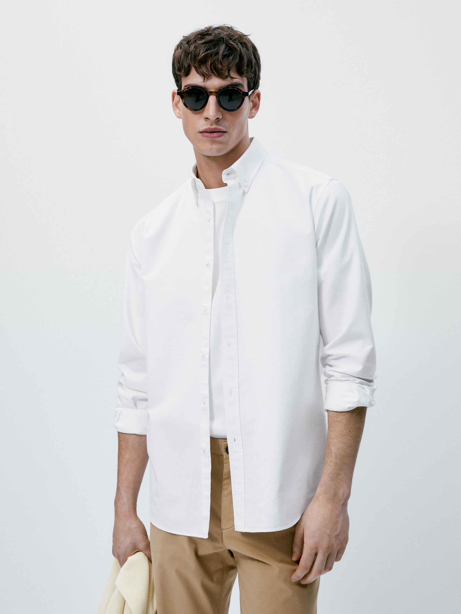 Camisa oxford algodón slim fit - BLANCO