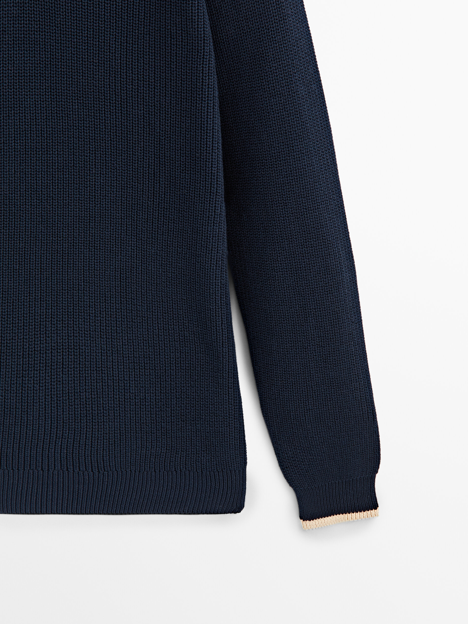 Jersey de punto cuello mock cremallera - AZUL MARINO