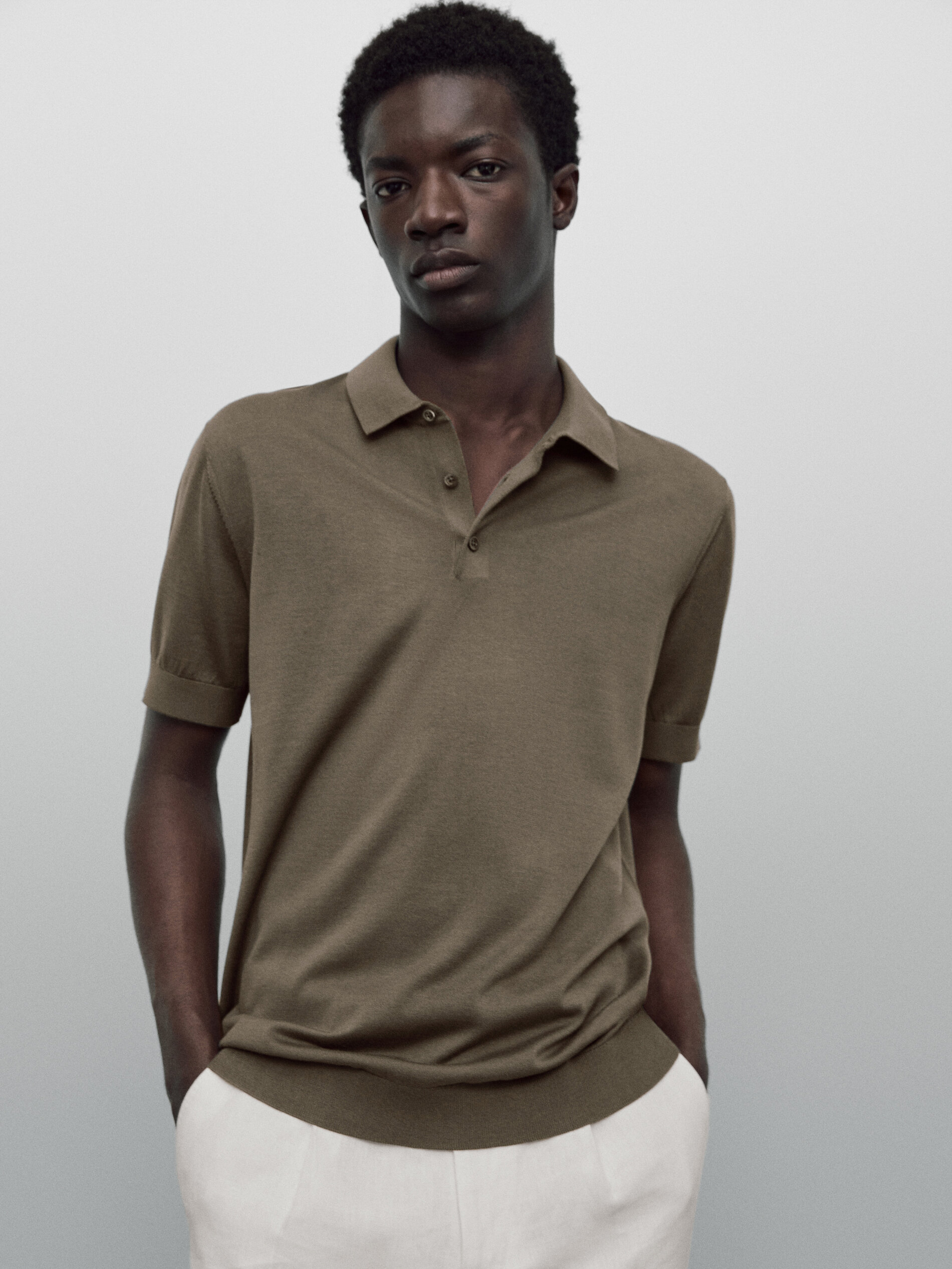 Jersey polo con algodón y seda Limited edition - Caqui