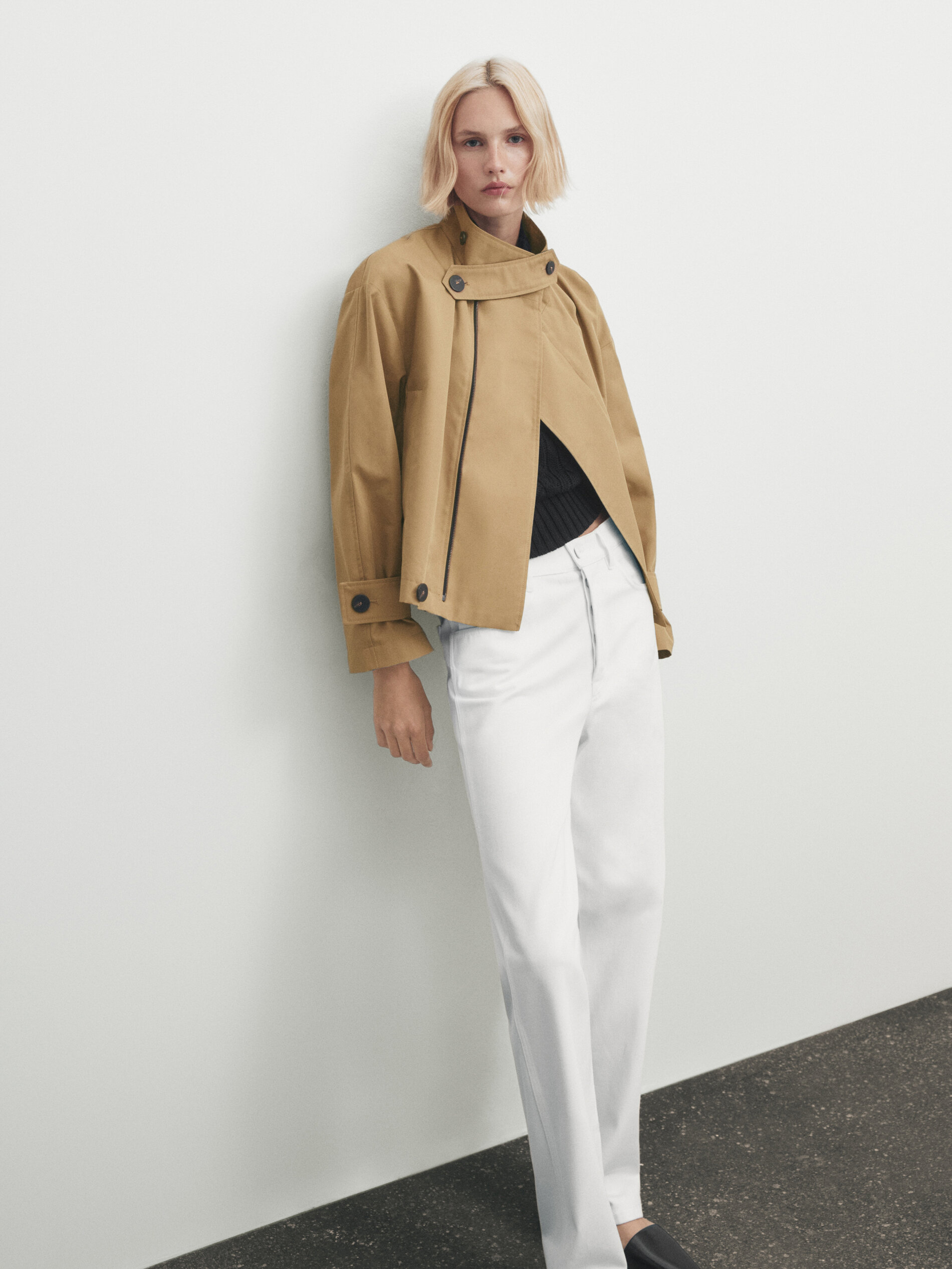 Chaqueta corta detalle contraste - CAMEL