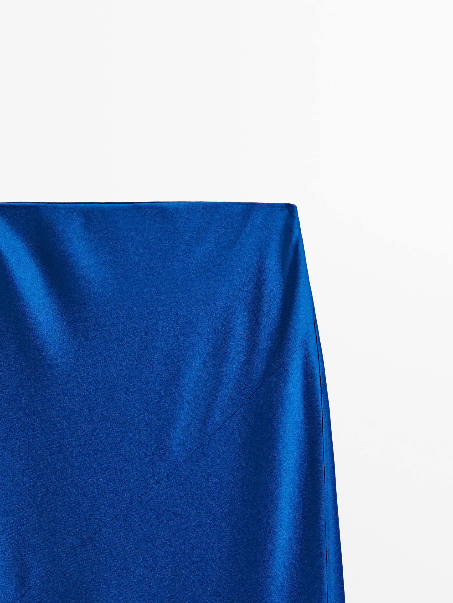 Falda midi fluida satinada - AZULÓN