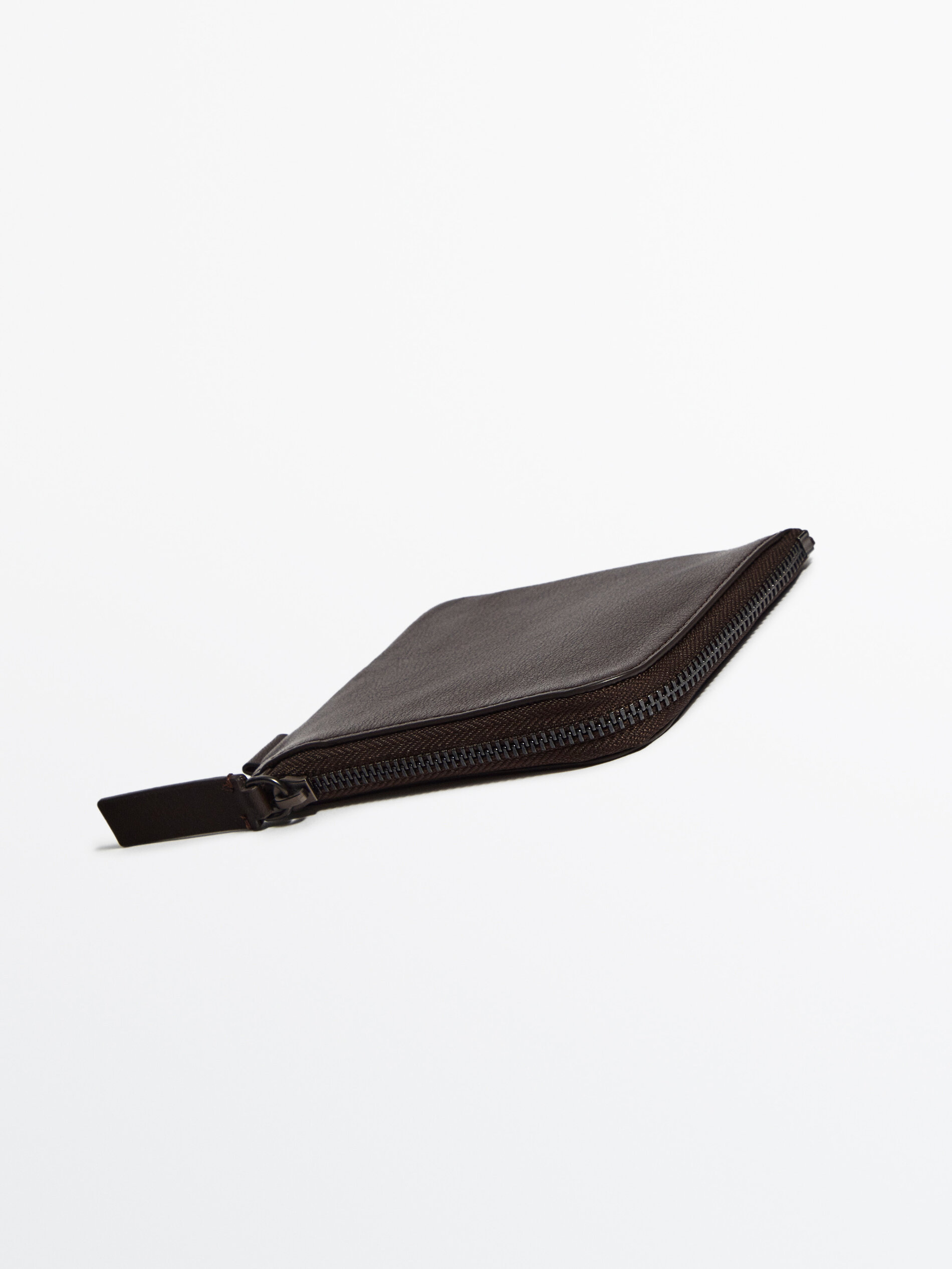 Cartera piel cremallera -Studio - TOSTADO OSCURO