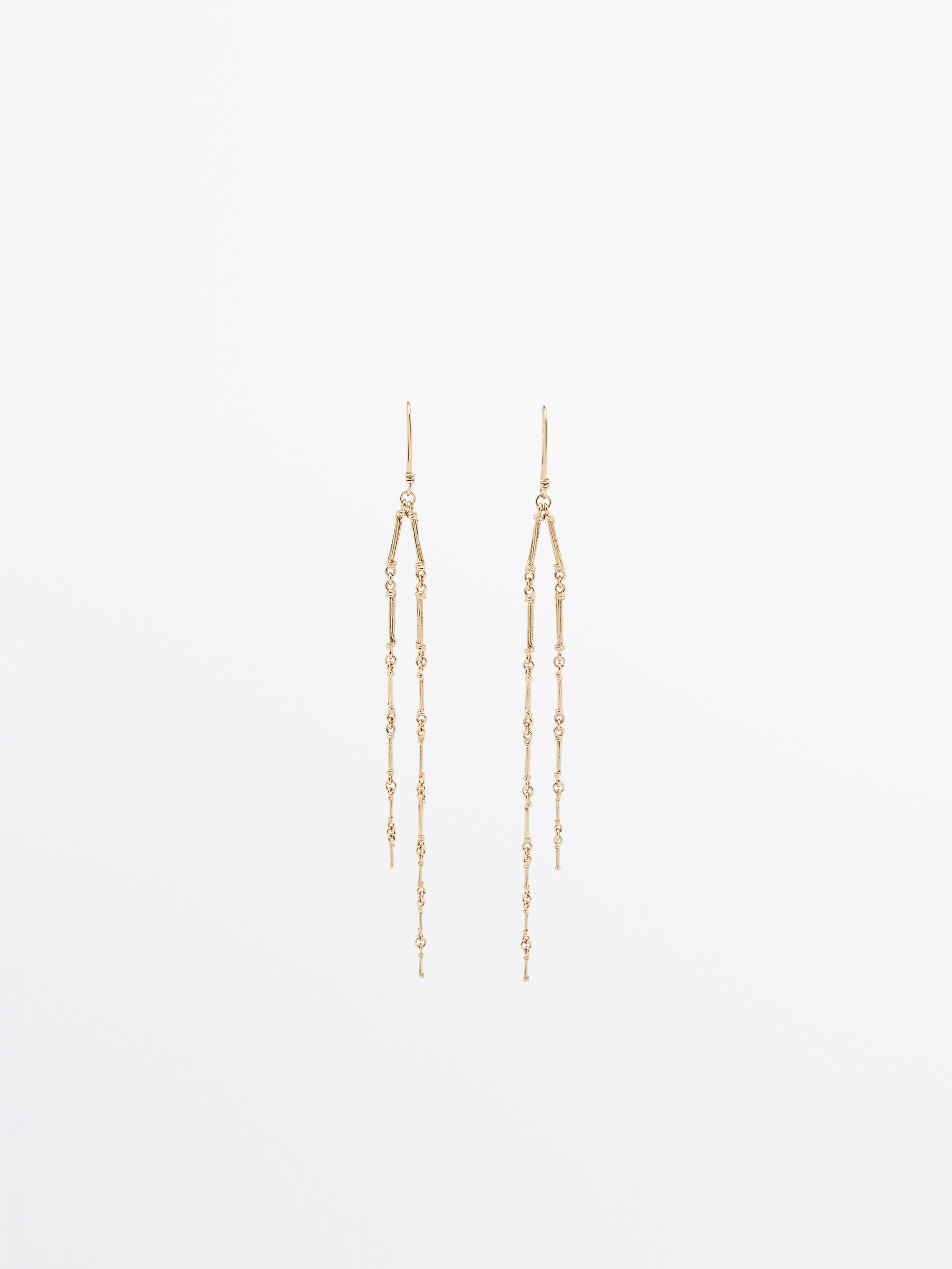 Pendientes largos cadena barras baño oro - DORADO