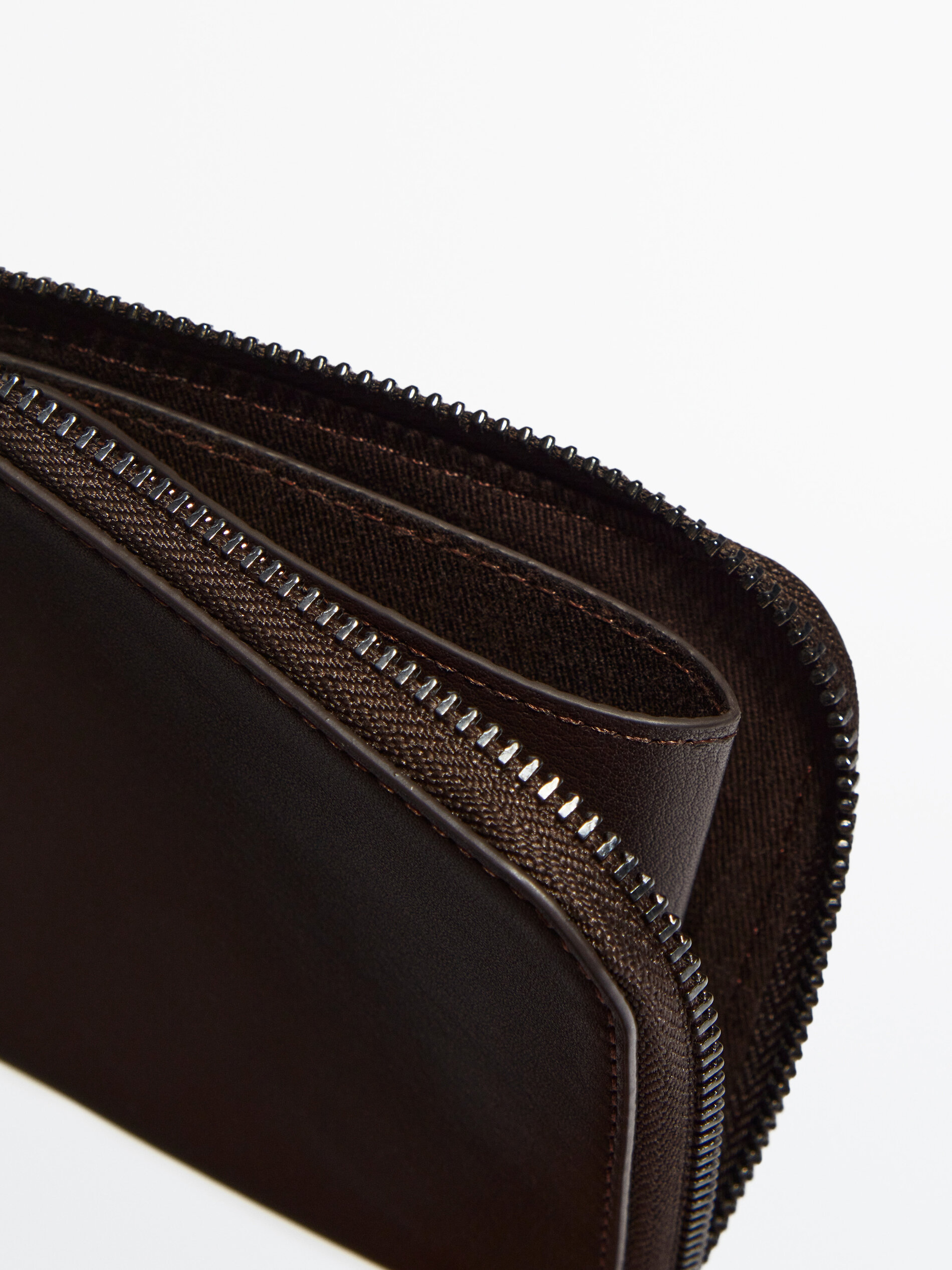 Cartera piel cremallera -Studio - TOSTADO OSCURO