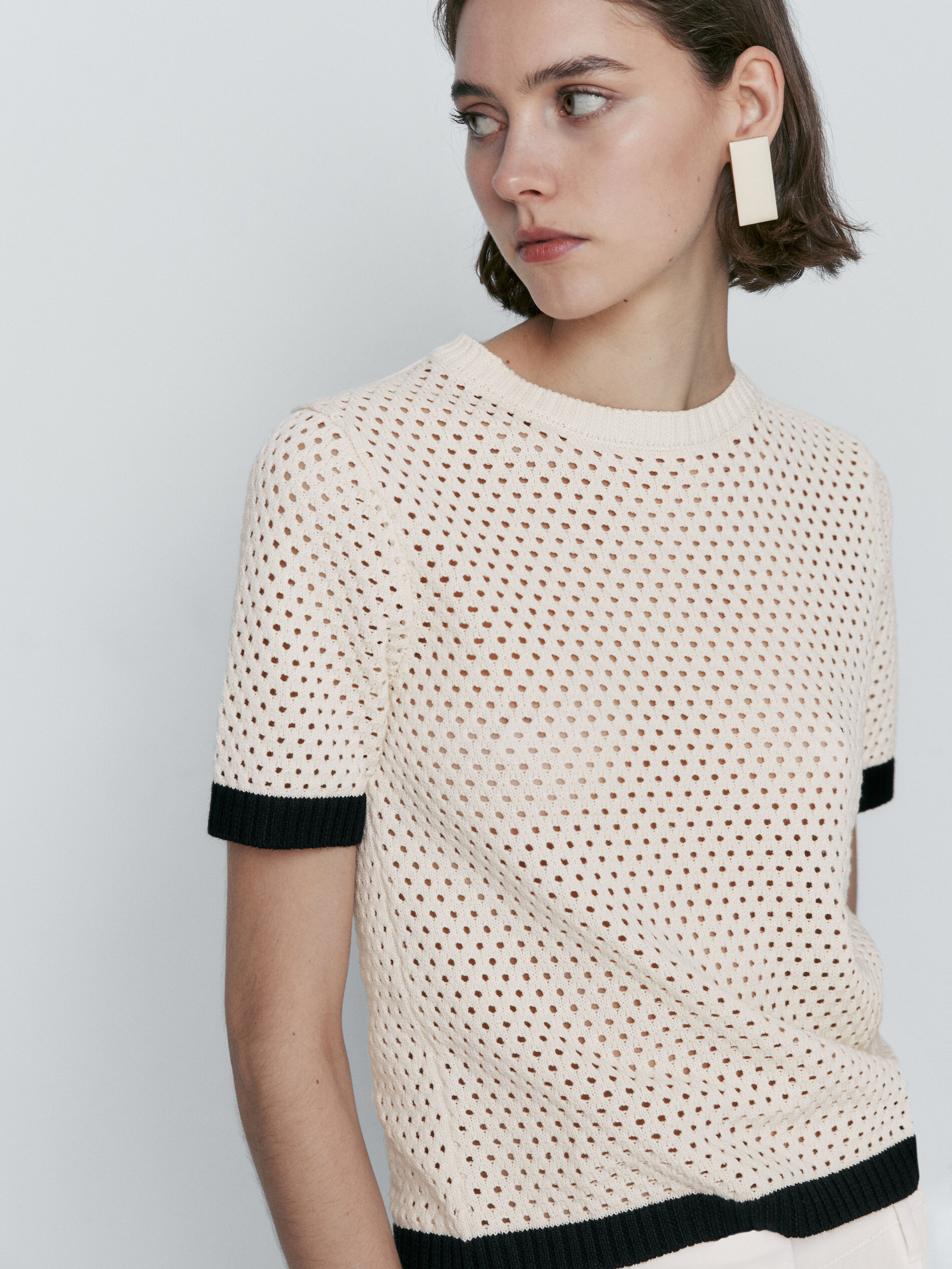 Jersey punto calado contraste - CRUDO