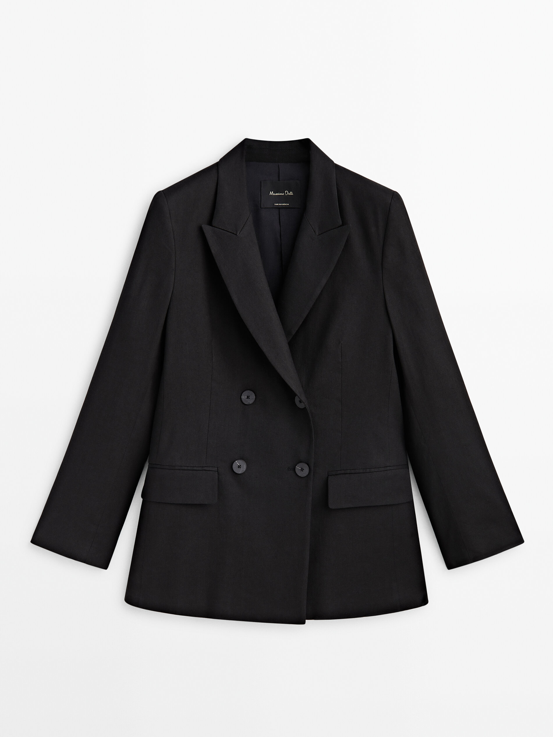 Americana traje mezcla lino stretch - NEGRO