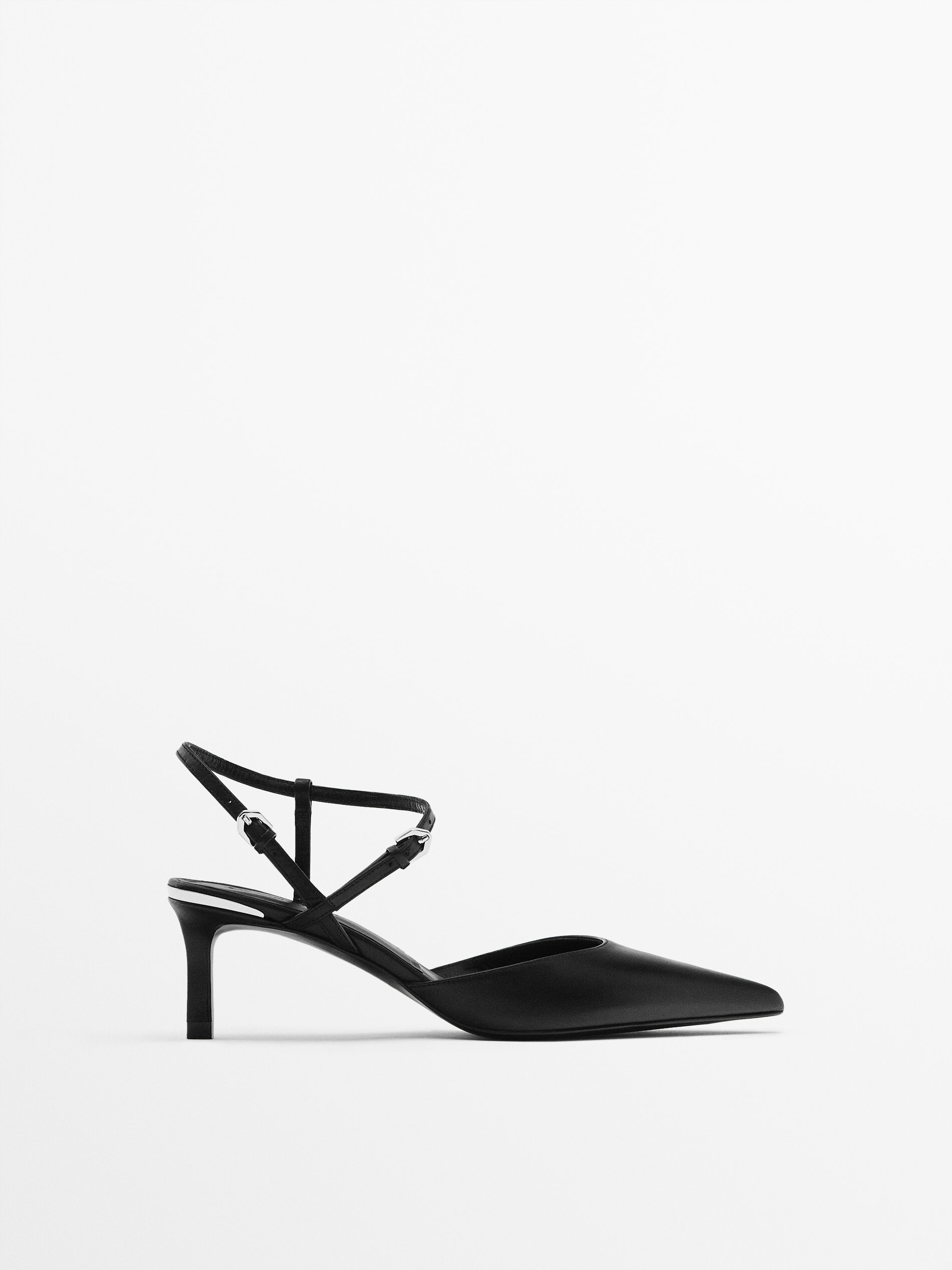 Zapato tacón piel destalonado - NEGRO