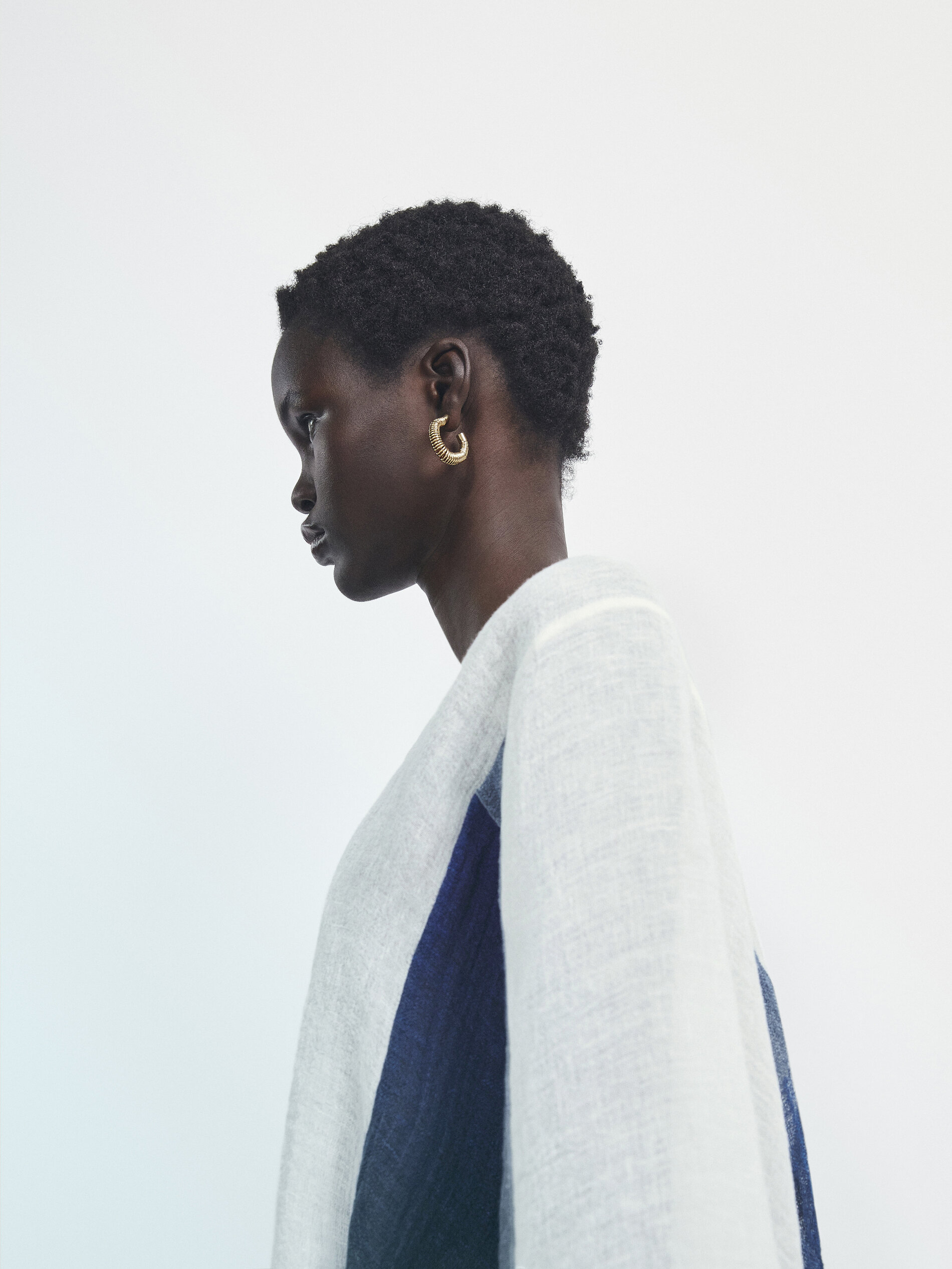 Camisa mezcla lino gofrado combinado - BLANCO