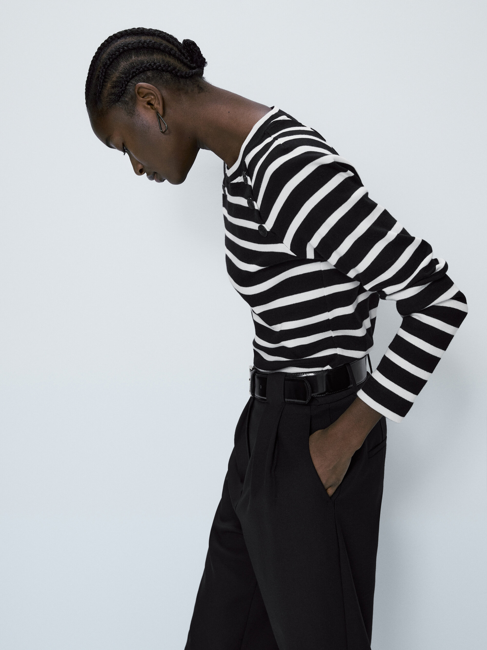 Sudadera rayas detalle botones - NEGRO