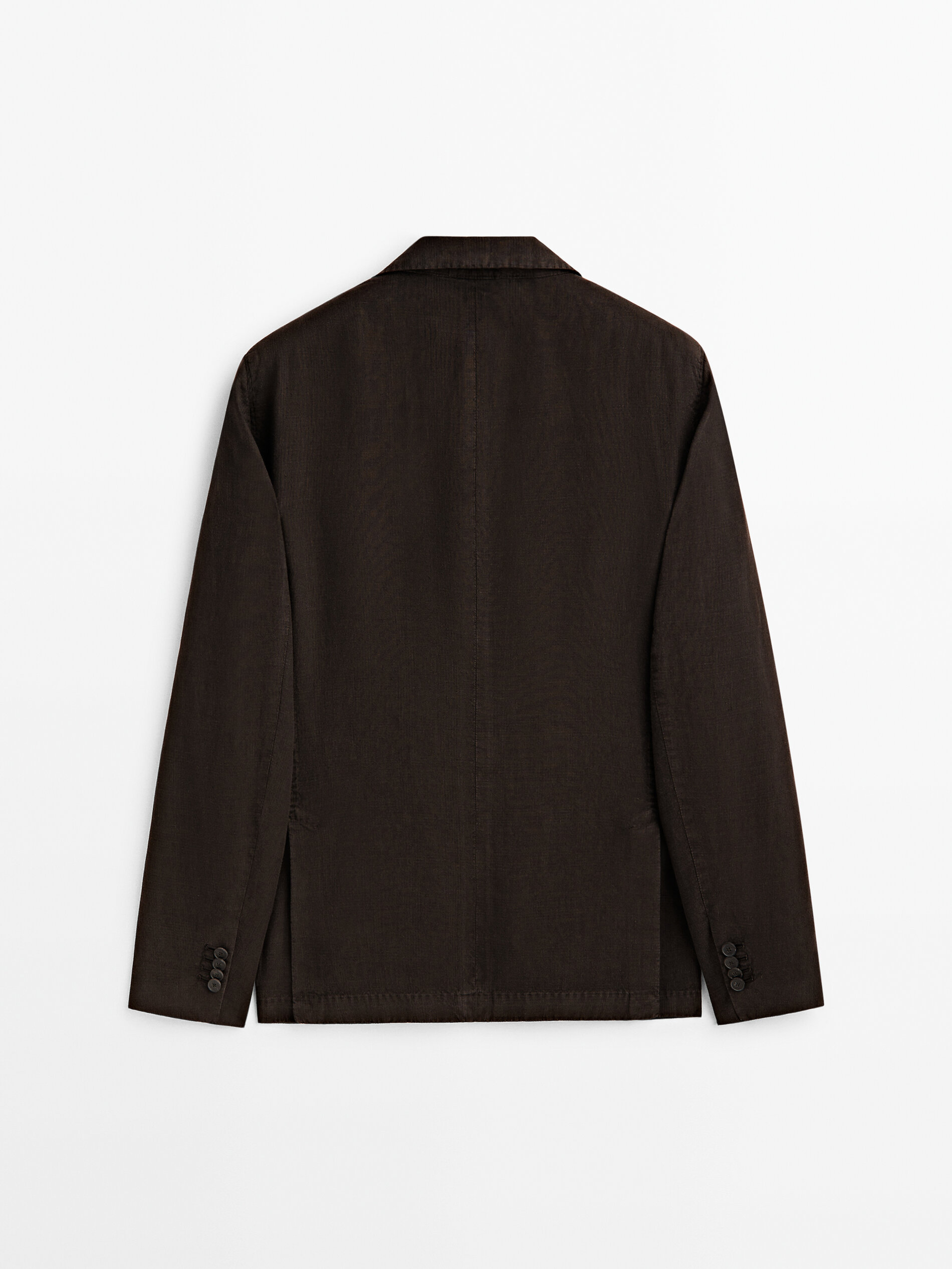 Americana traje con lino tintado falso cuadro - MARRÓN