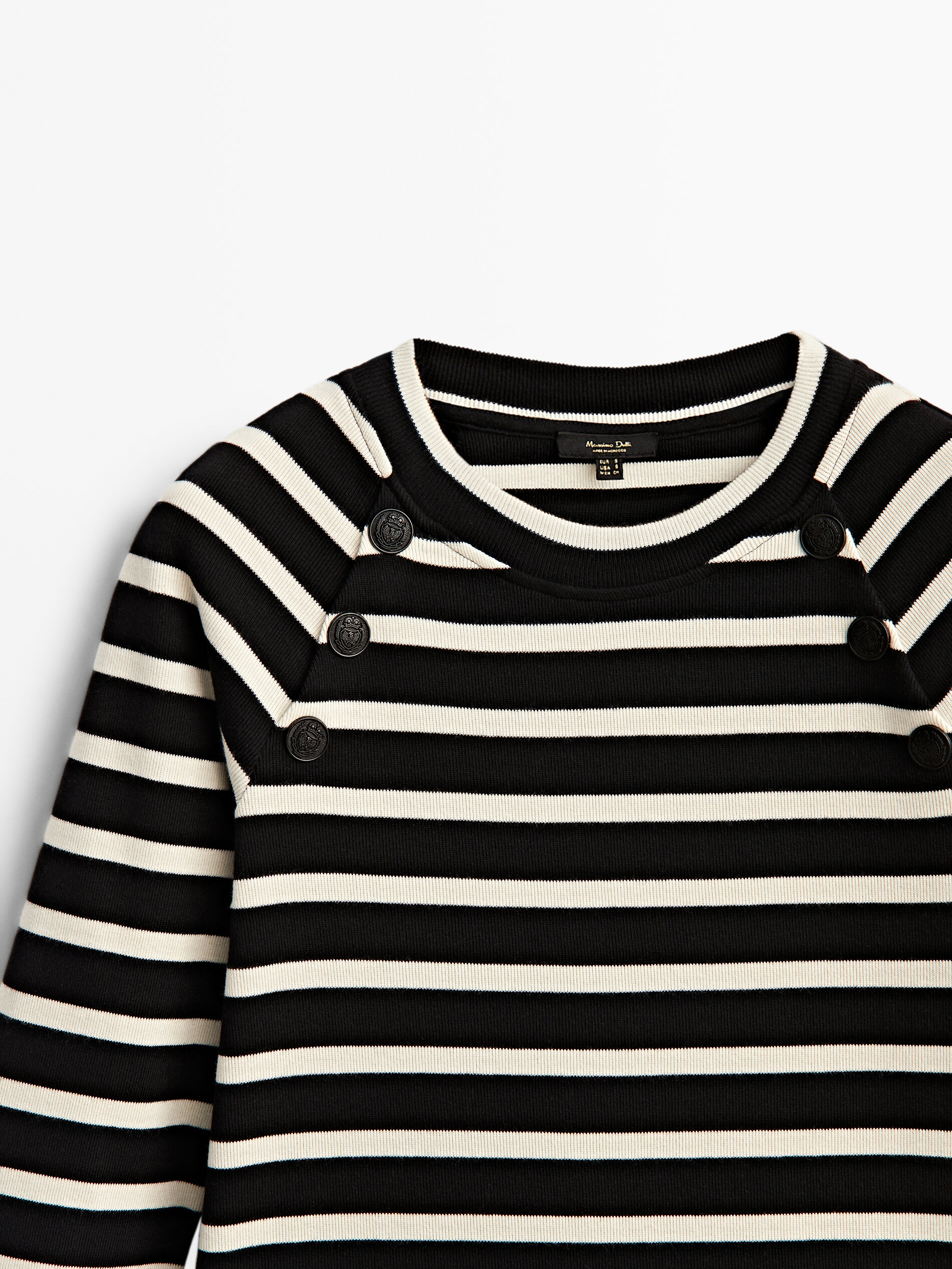 Sudadera rayas detalle botones - NEGRO