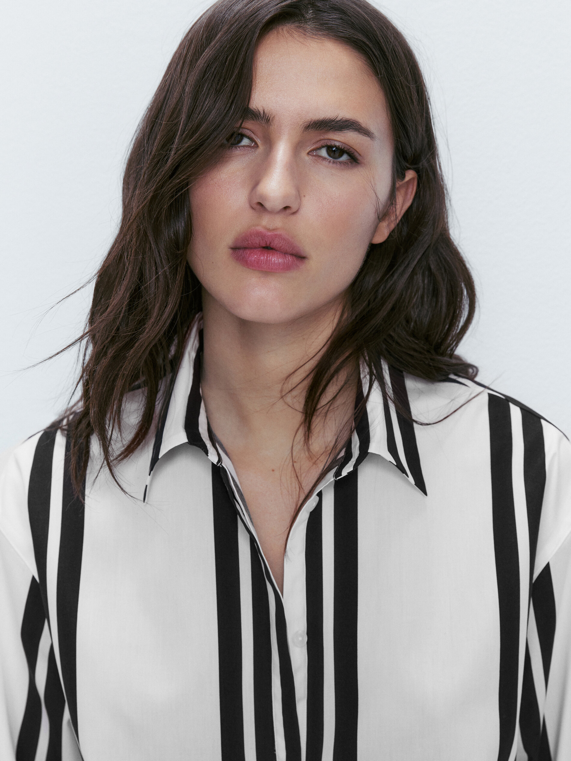 Camisa algodón doble raya - BLANCO