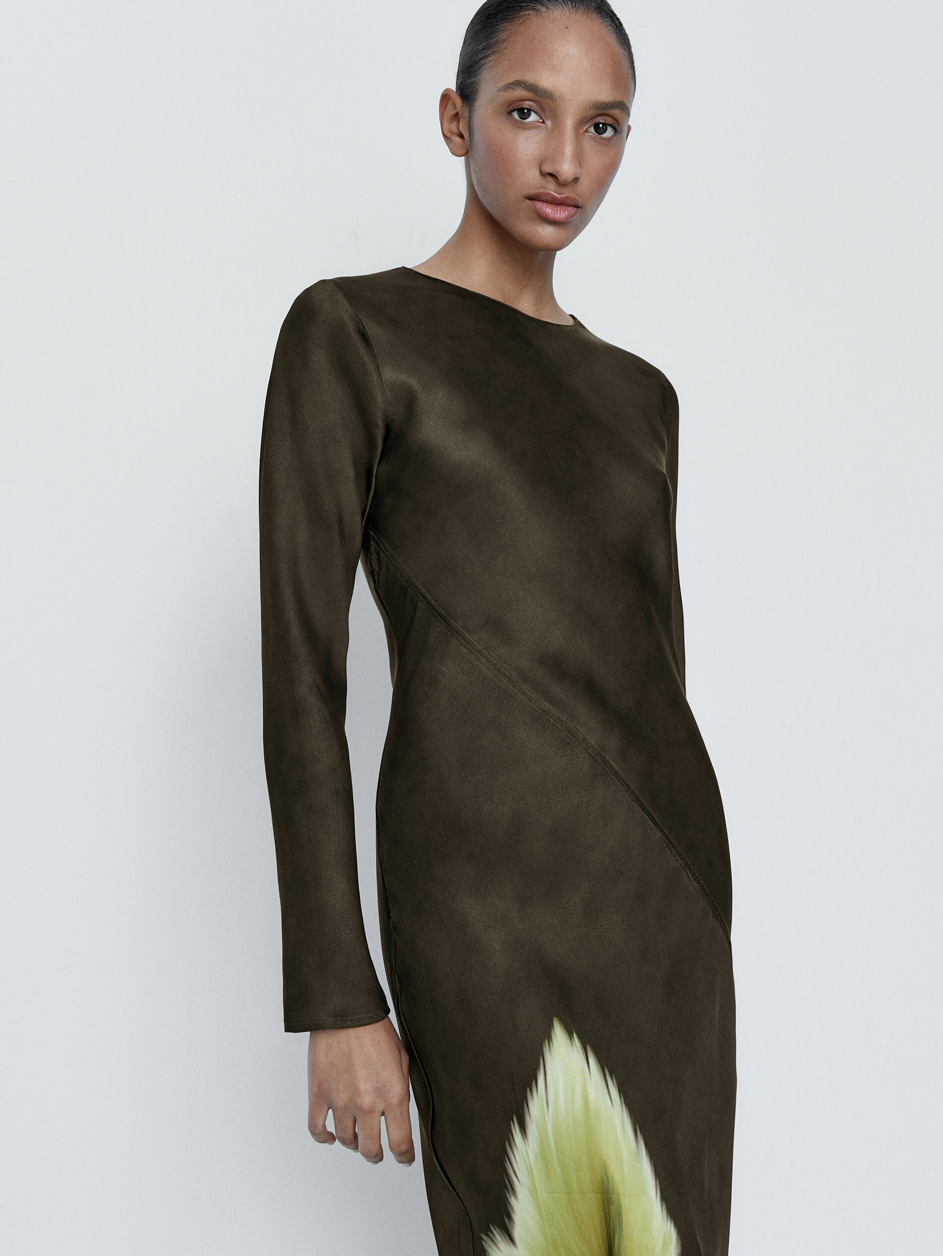 Vestido fluido estampado - VERDE