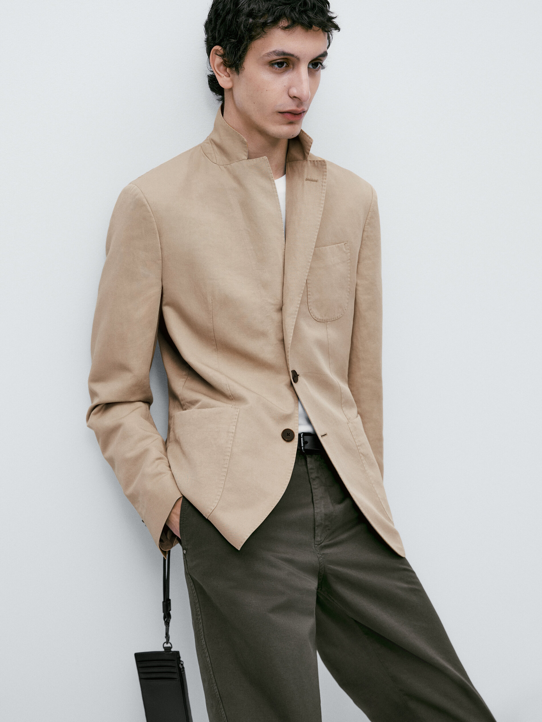 Americana tintada con lino y algodón - BEIGE