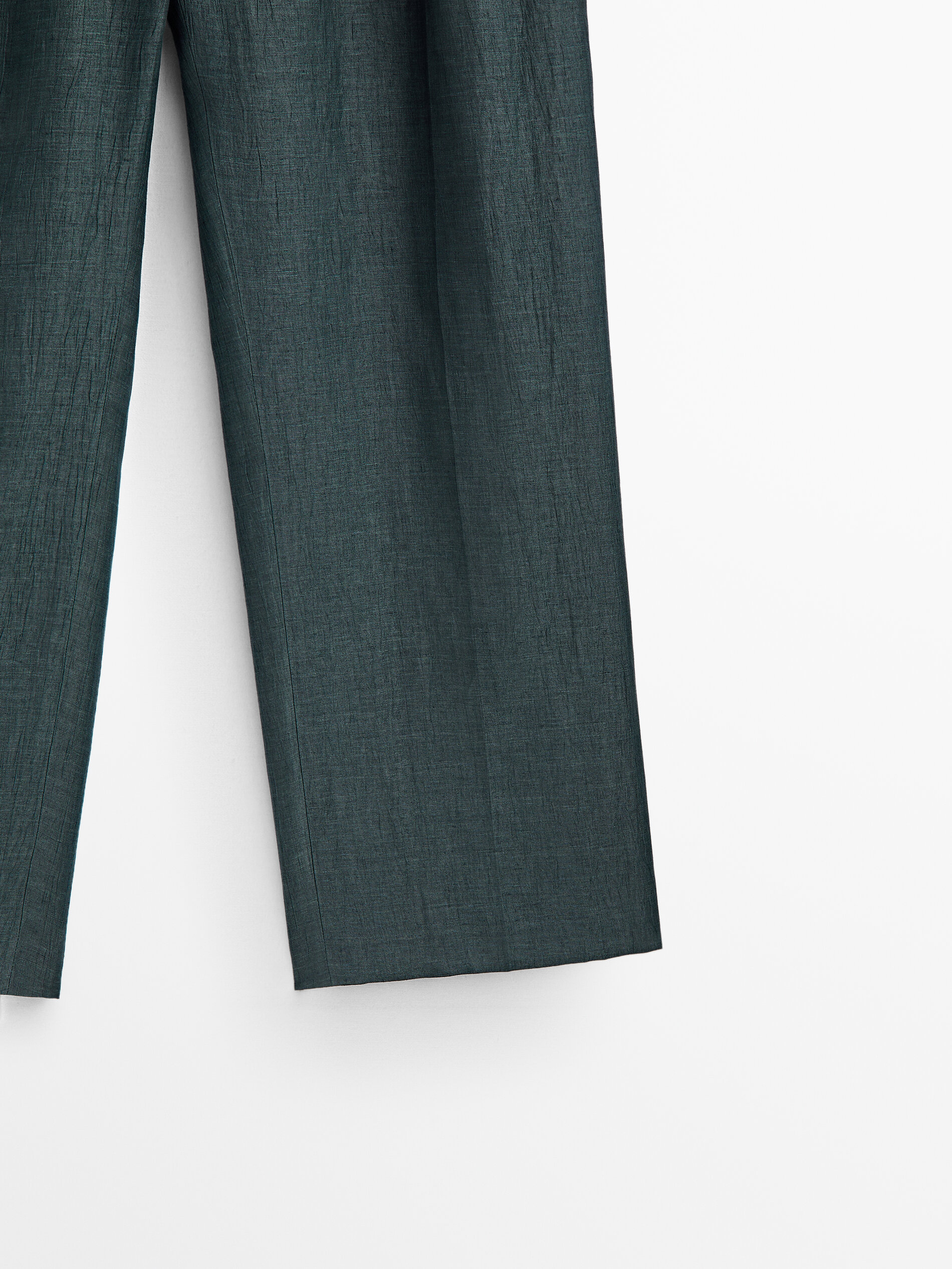 Pantalón mezcla lino corte recto - VERDE