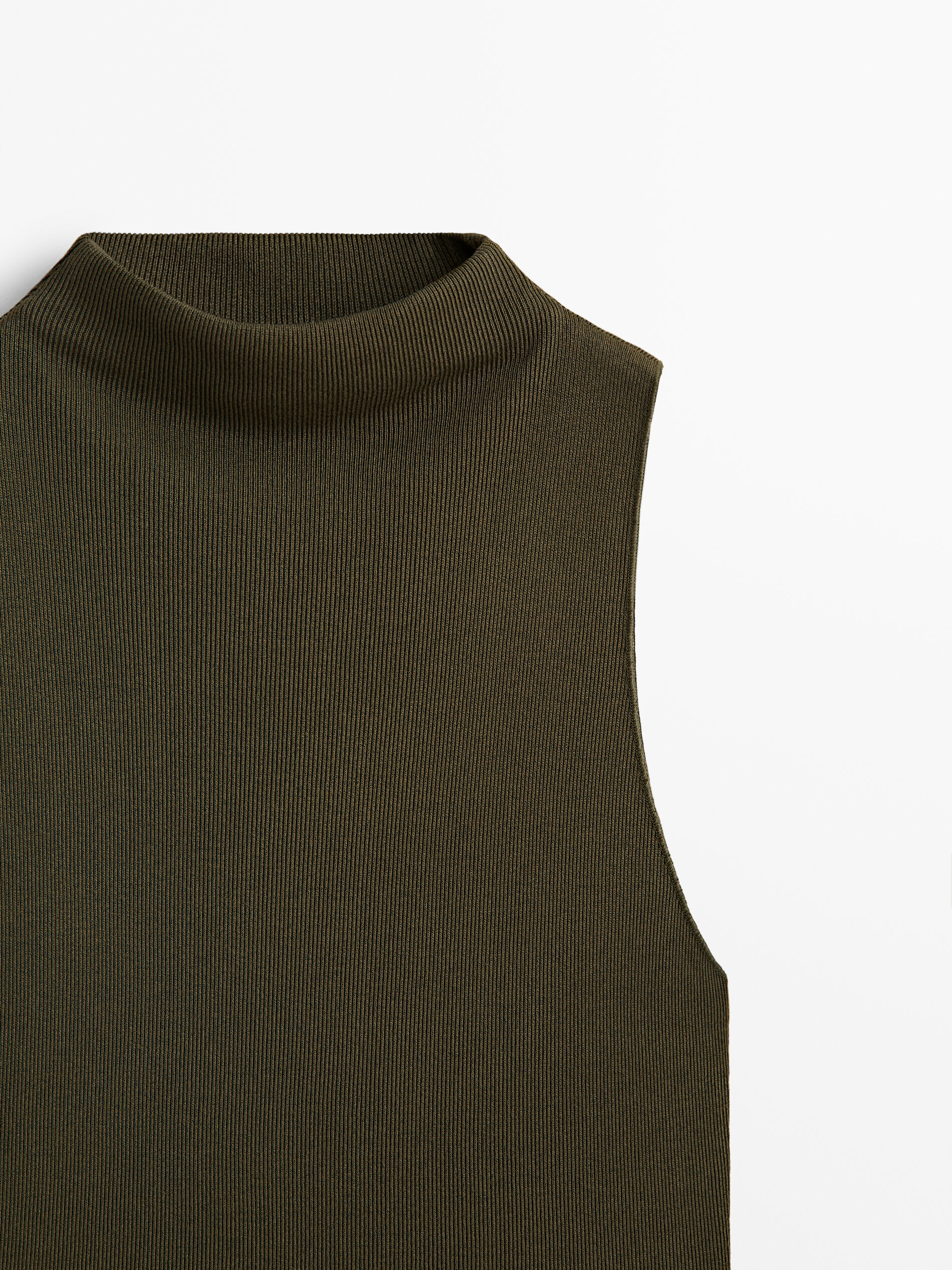 Top canalé perkins sin mangas - KAKI OSCURO