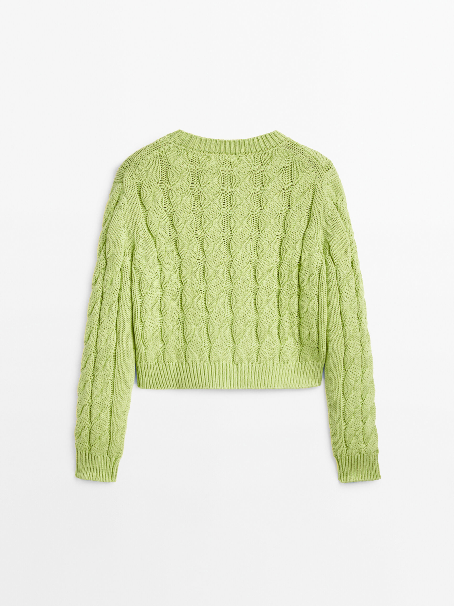 Jersey punto trenzado cropped - VERDE