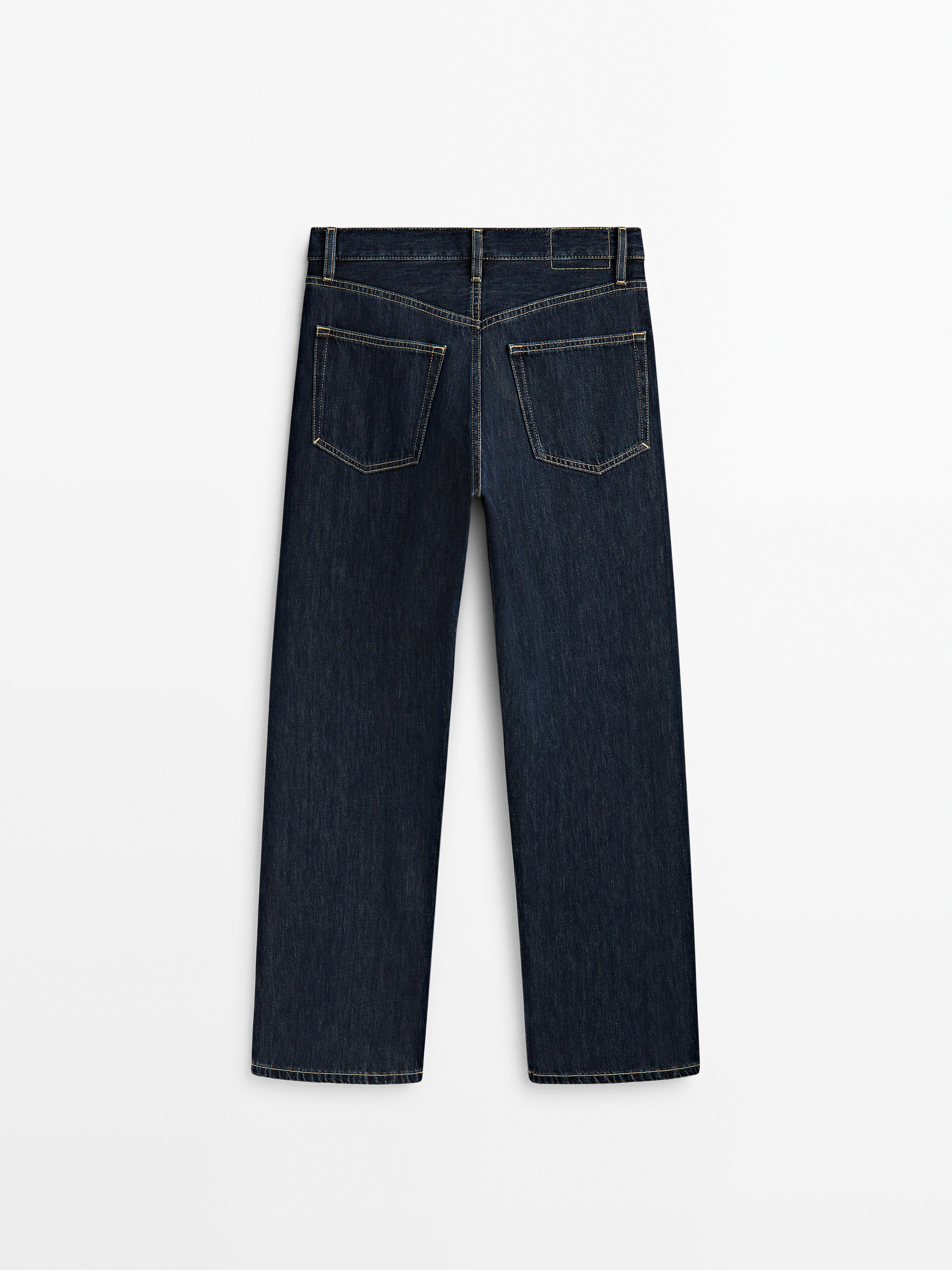 Pantalón vaquero tiro alto corte recto - AZUL OSCURO