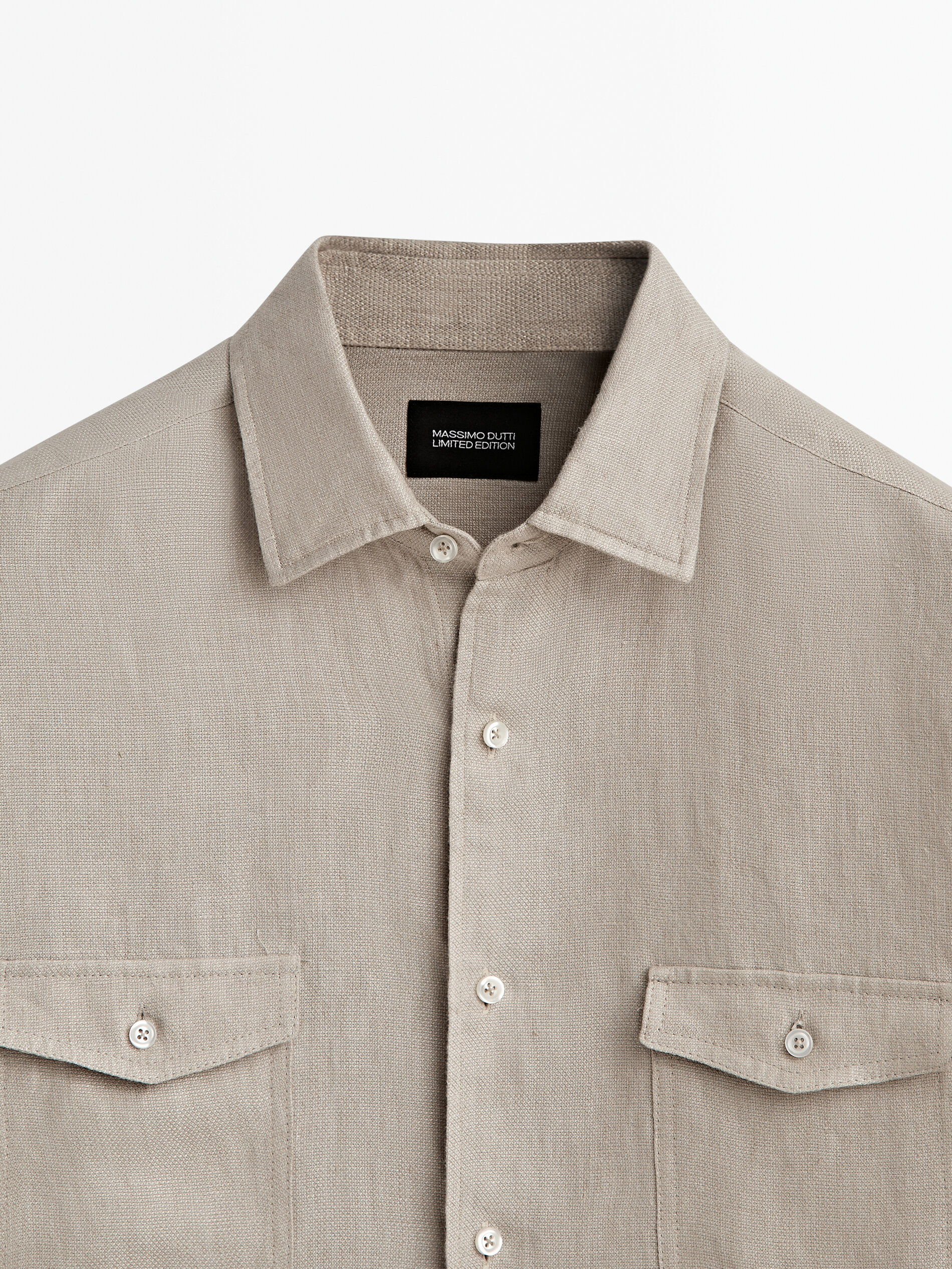 Camisa lino bolsillos regular fit Limited edition - BEIGE