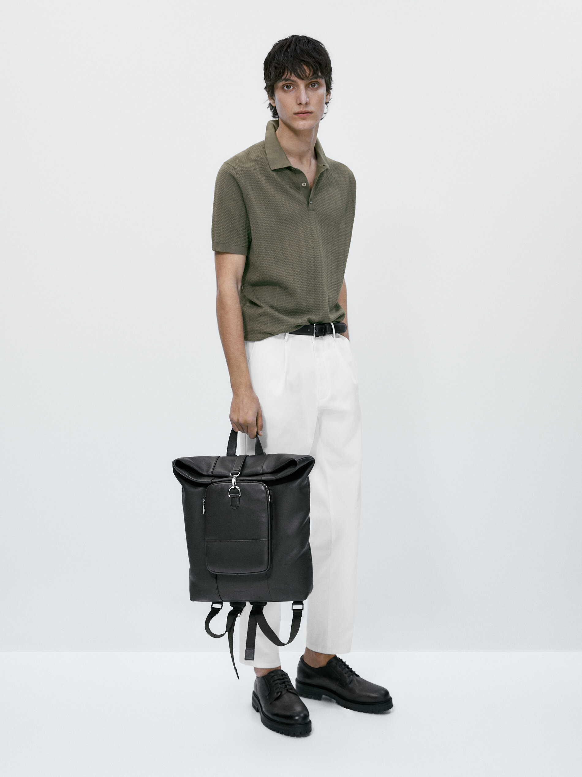 Jersey polo estructura manga corta - Kaki delavado