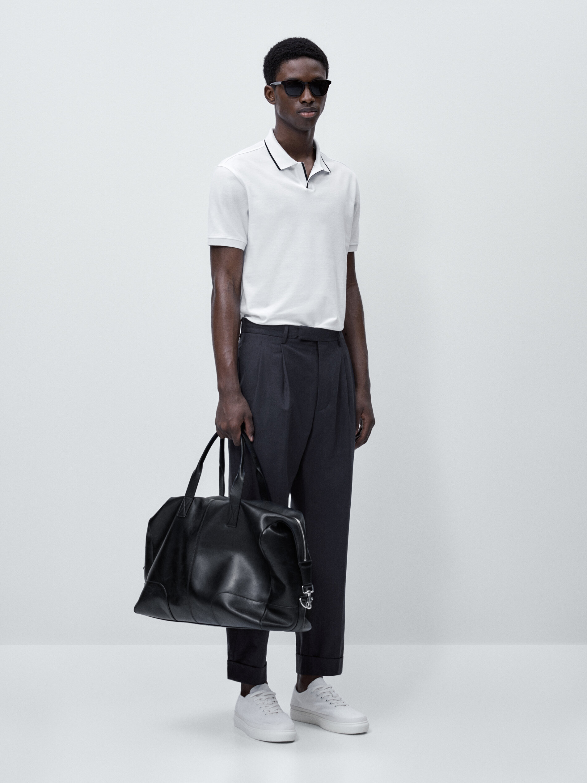 Polo cuello contraste manga corta - BLANCO