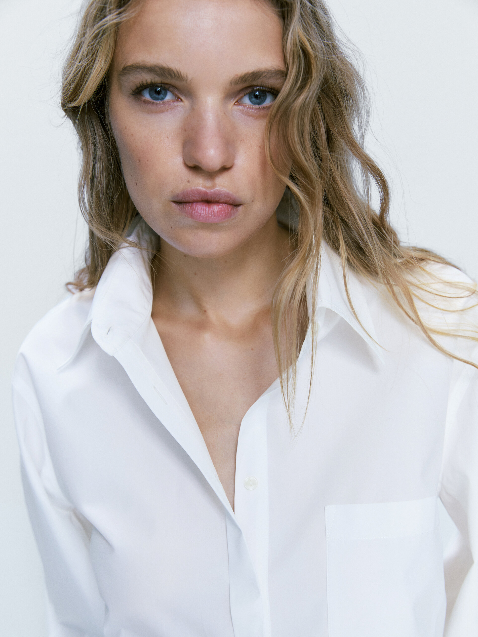 Camisa popelín detalle puños - BLANCO