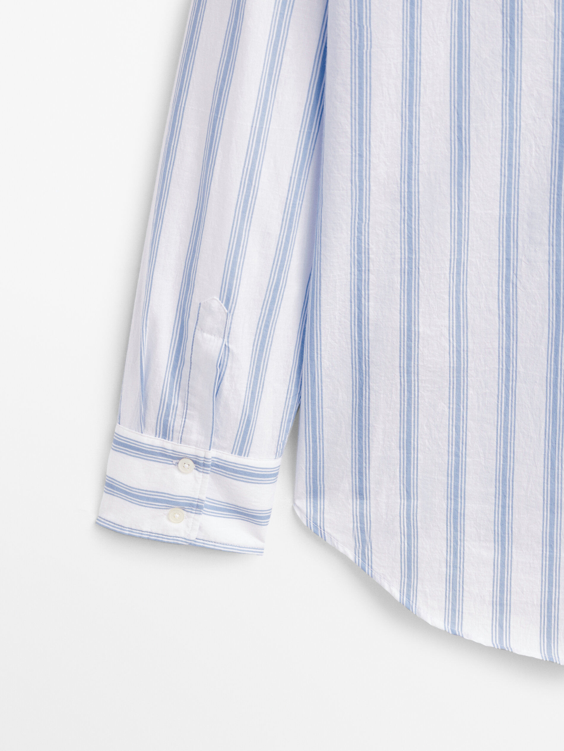 Camisa mezcla algodón doble raya - Azul Claro