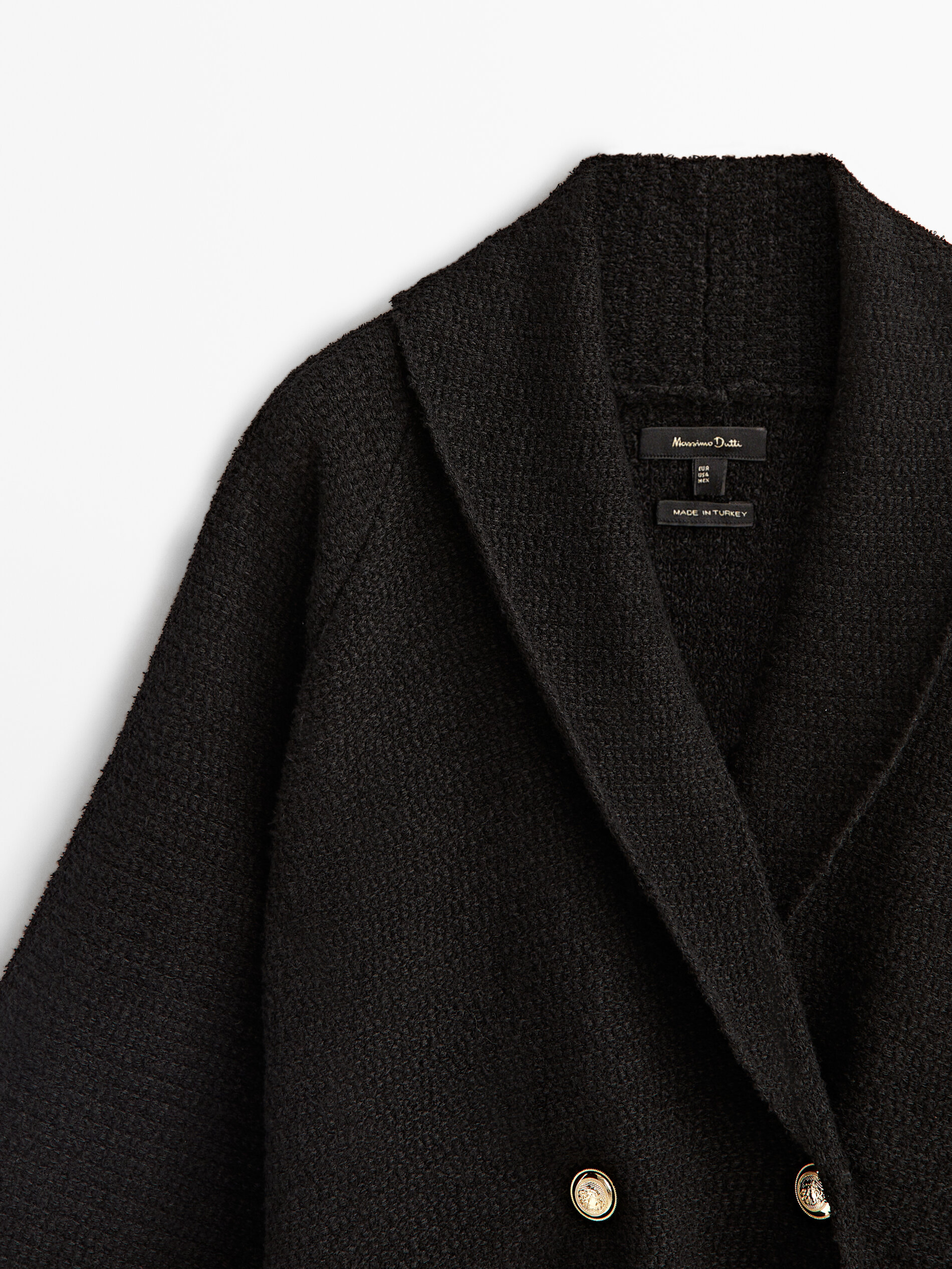 Cárdigan cruzado textura botones - NEGRO