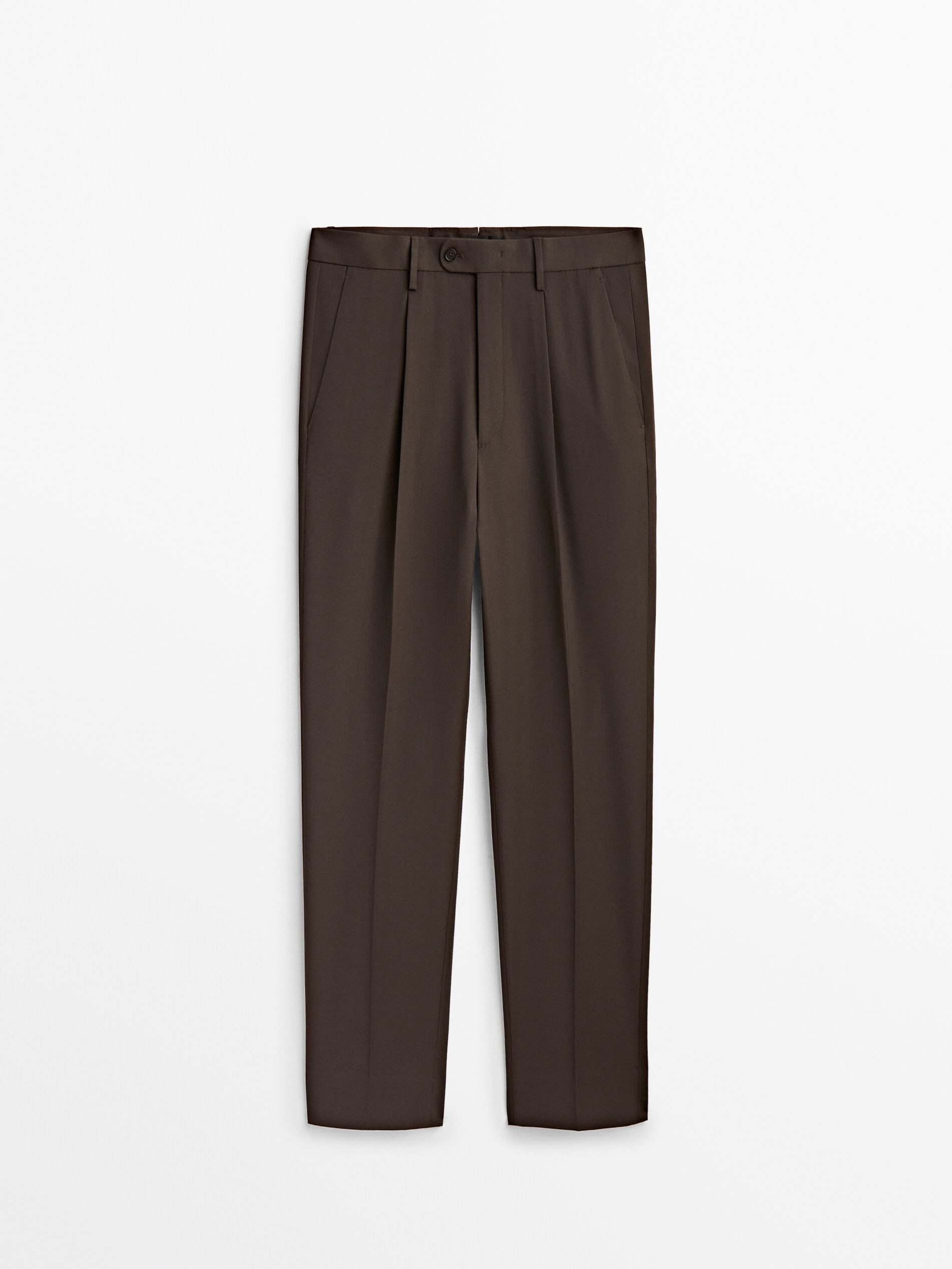 Pantalón lana técnica marrón -Studio - Chocolate