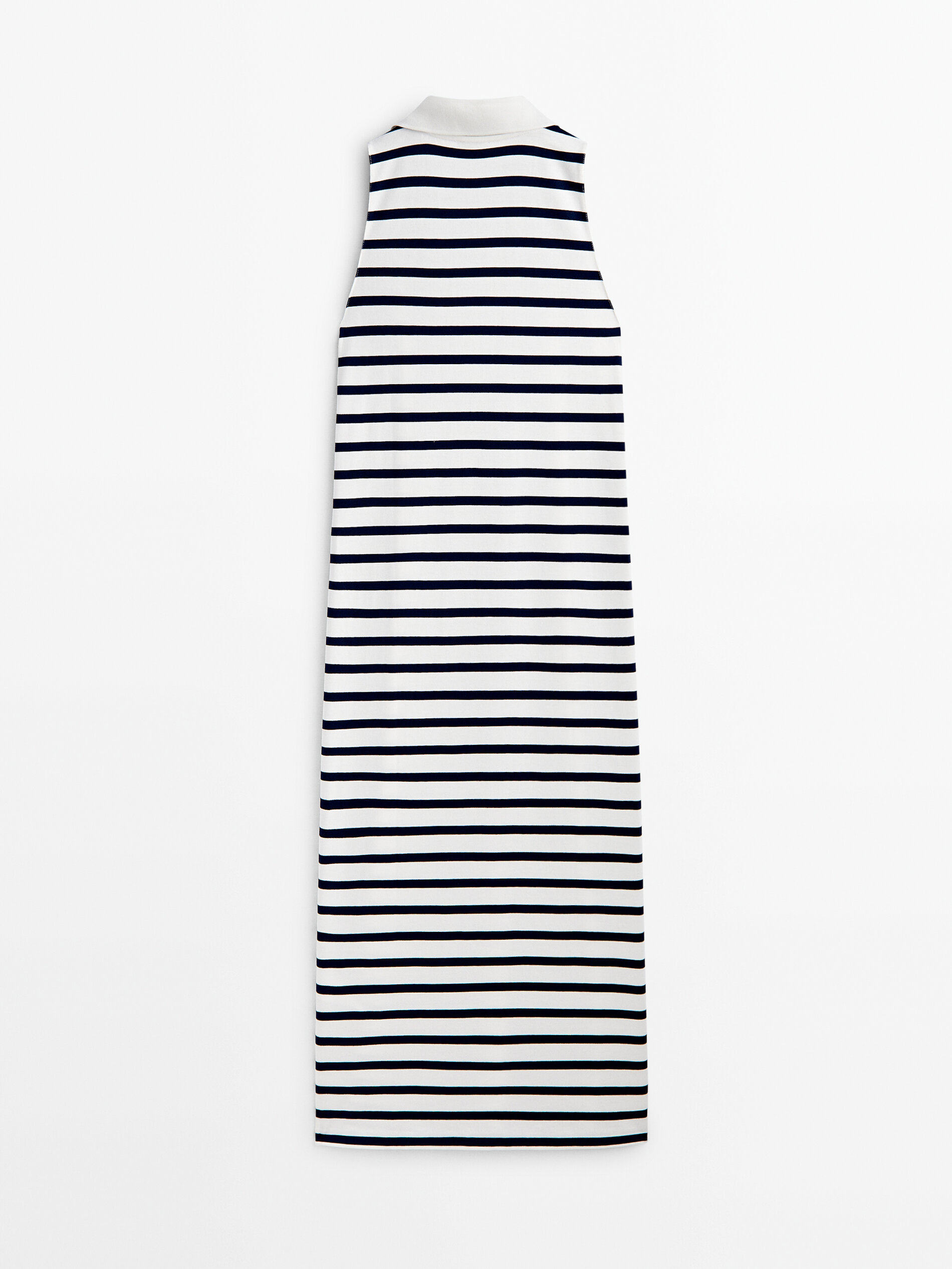 Vestido polo rayas sin mangas - CRUDO