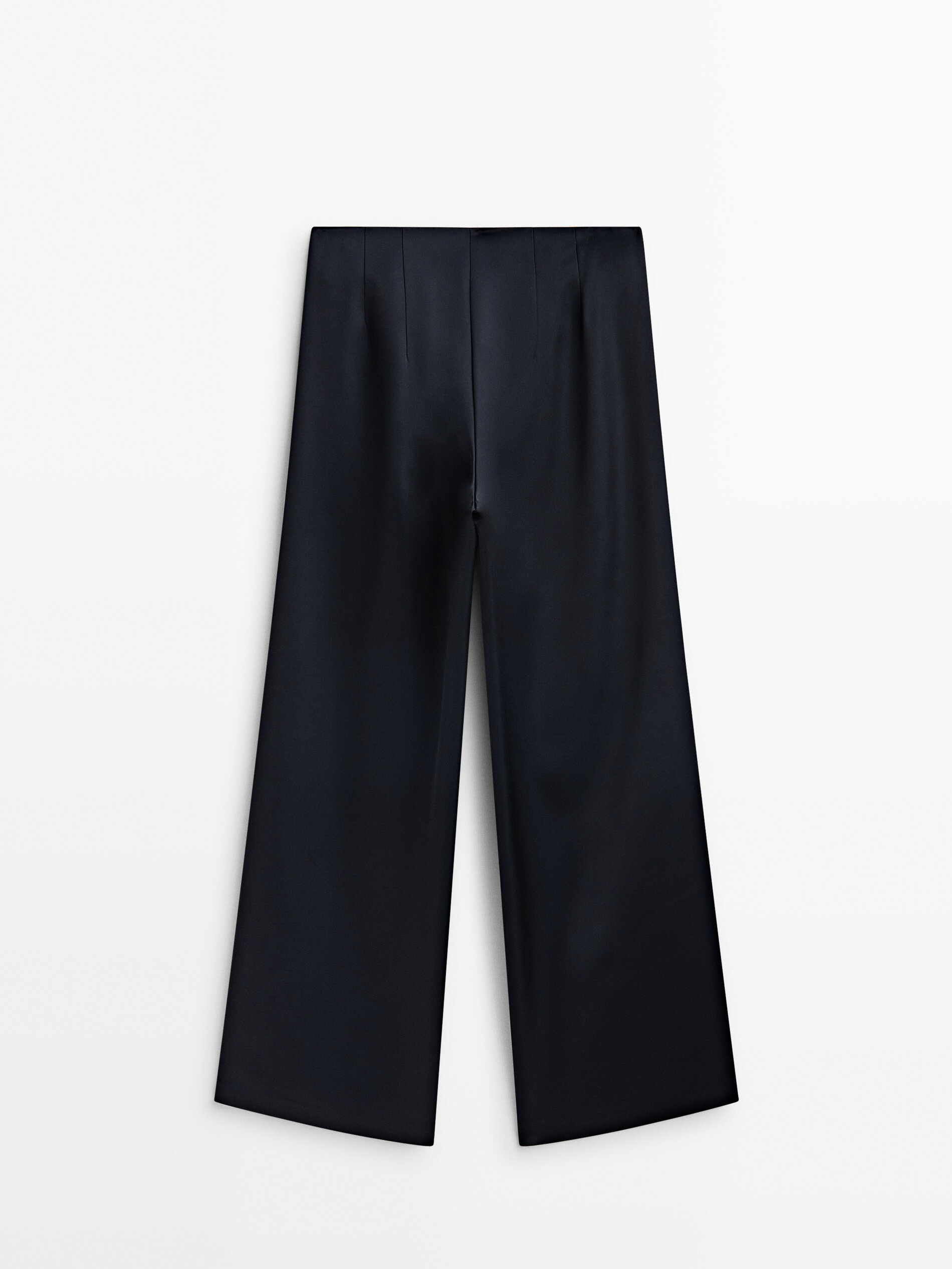 Pantalón satinado recto azul marino - AZUL MARINO