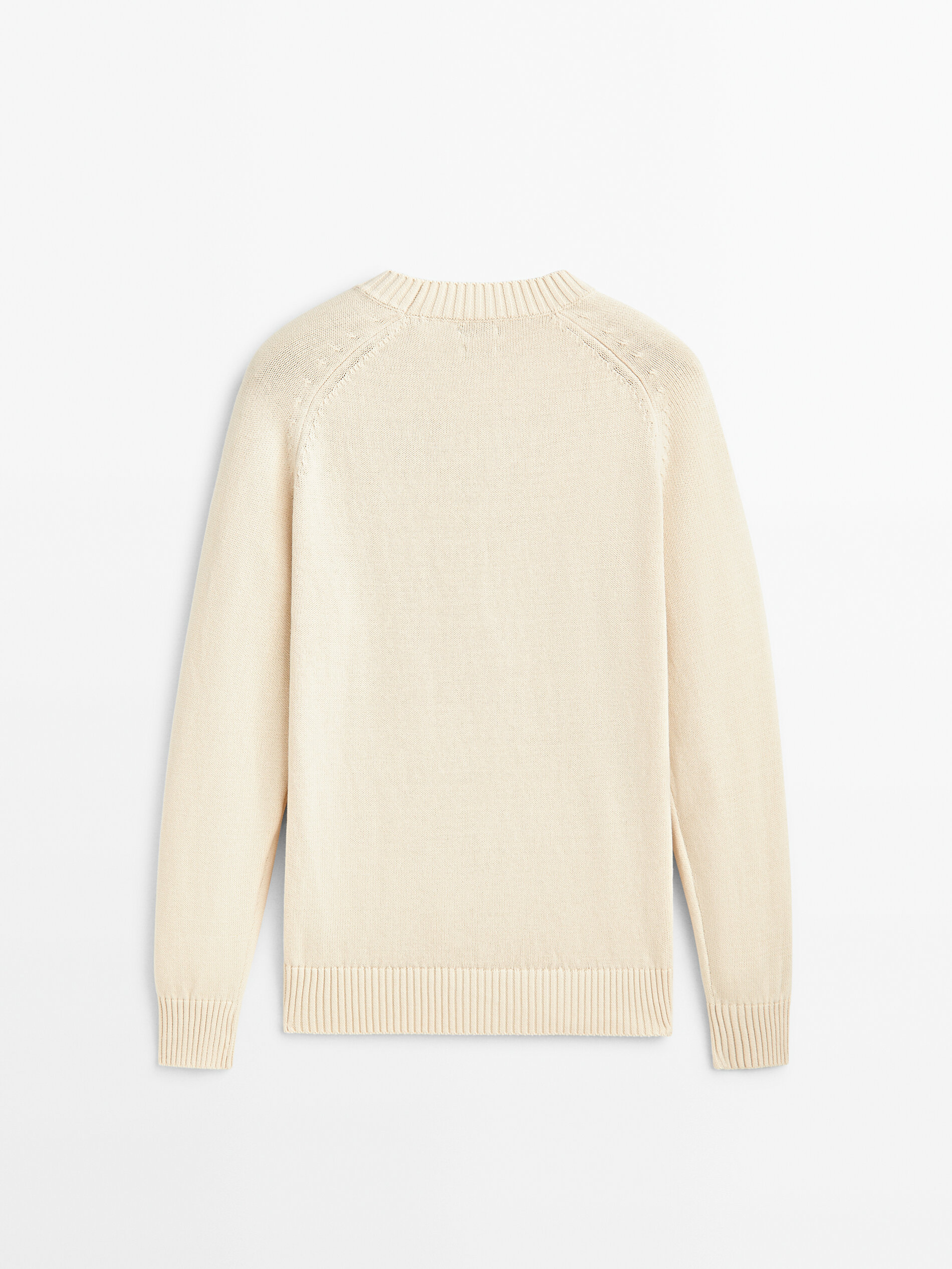 Jersey cuello redondo 100% algodón - Beige