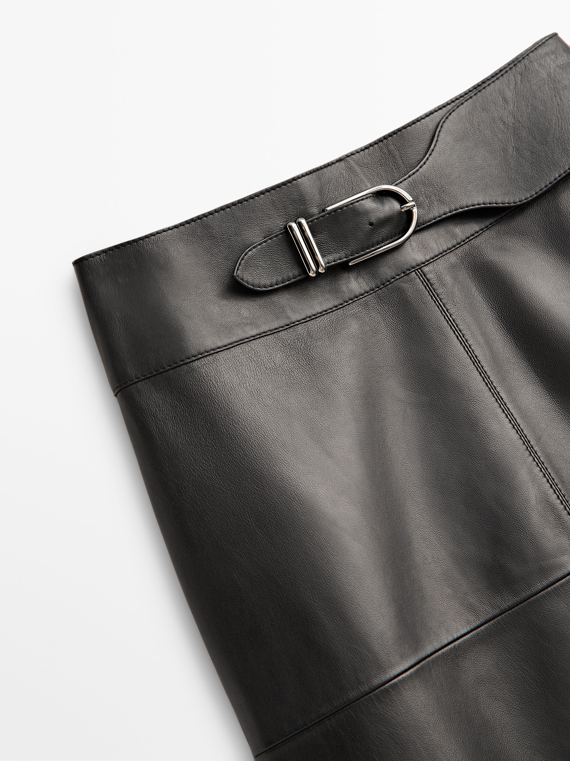 Falda piel napa hebilla - NEGRO