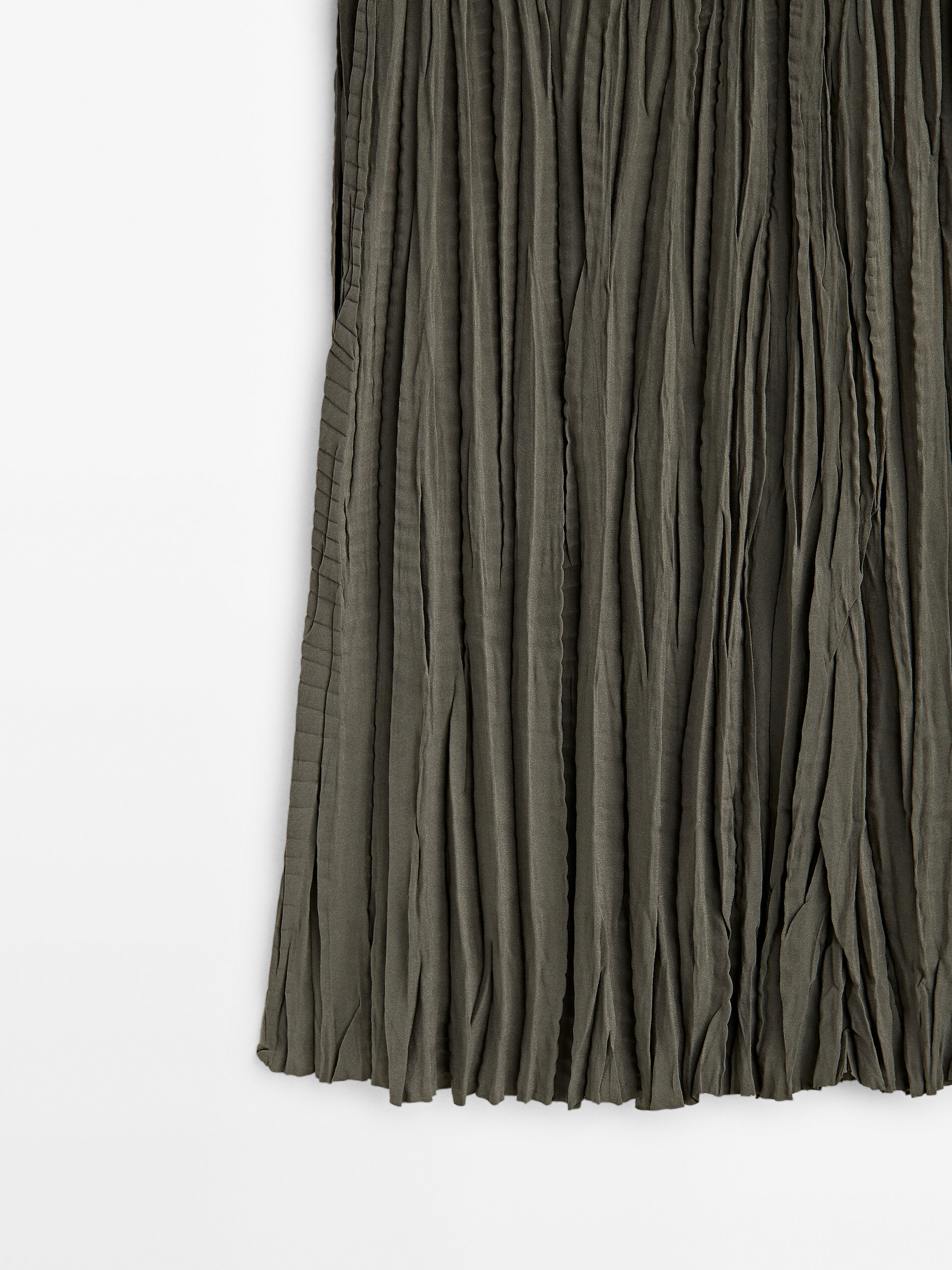 Falda midi plisada - KAKI