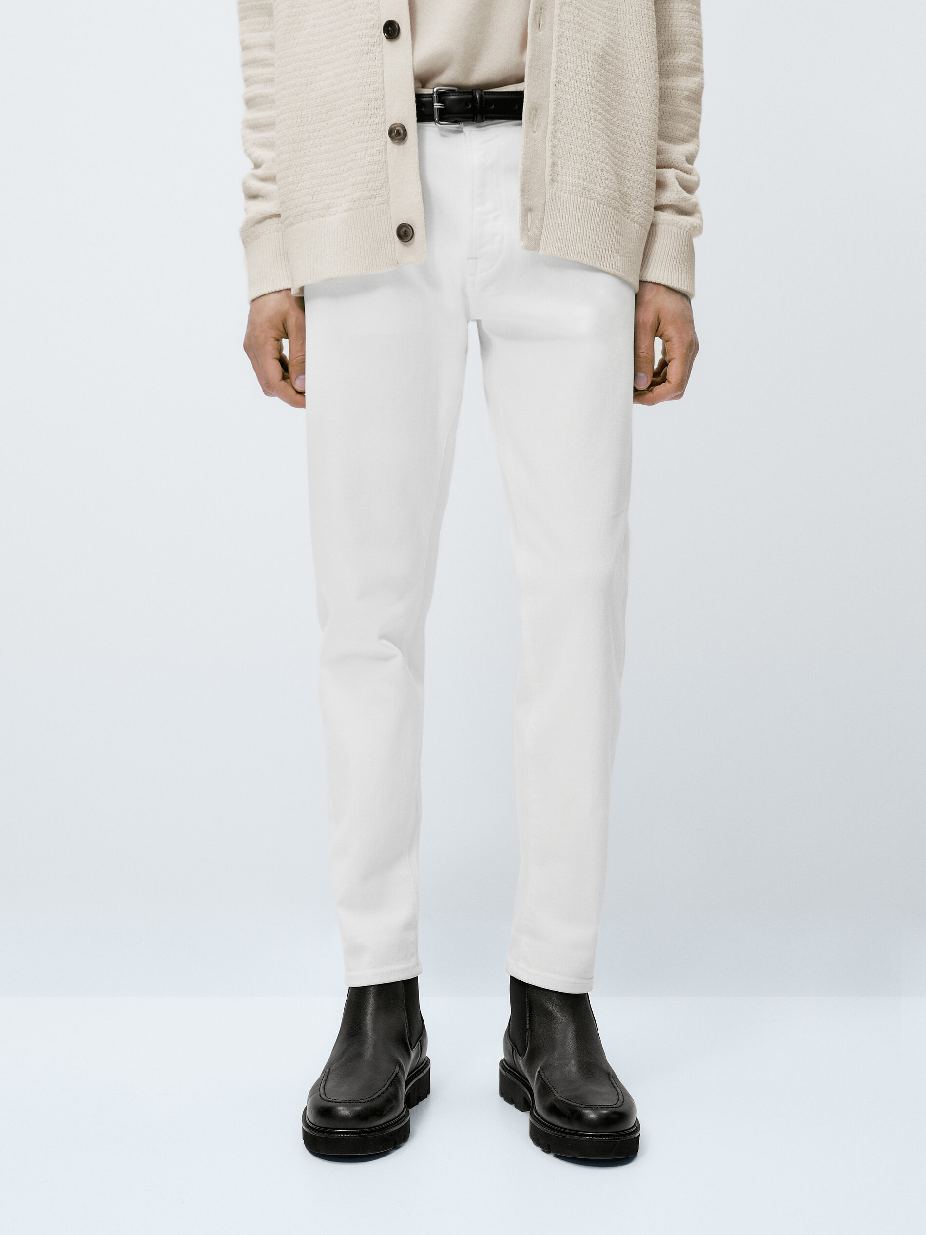 Pantalón vaquero selvedge tapered fit - BLANCO