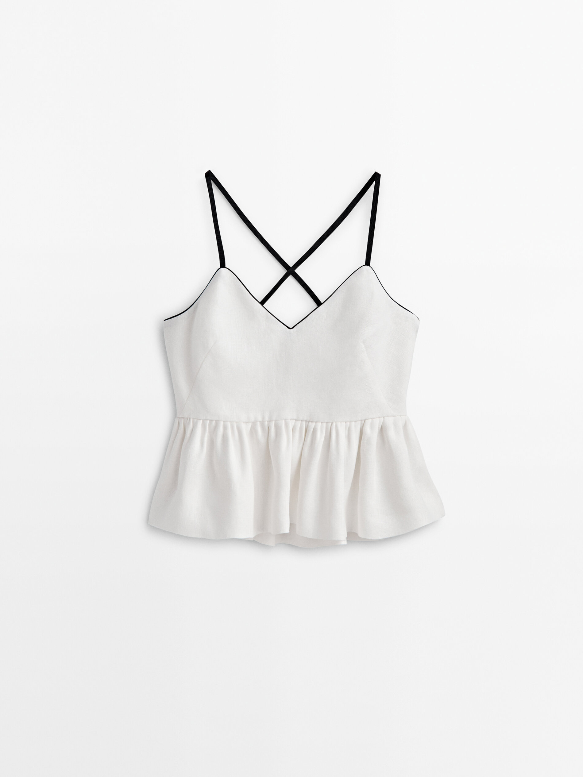 Top peplum lino -Studio - BLANCO