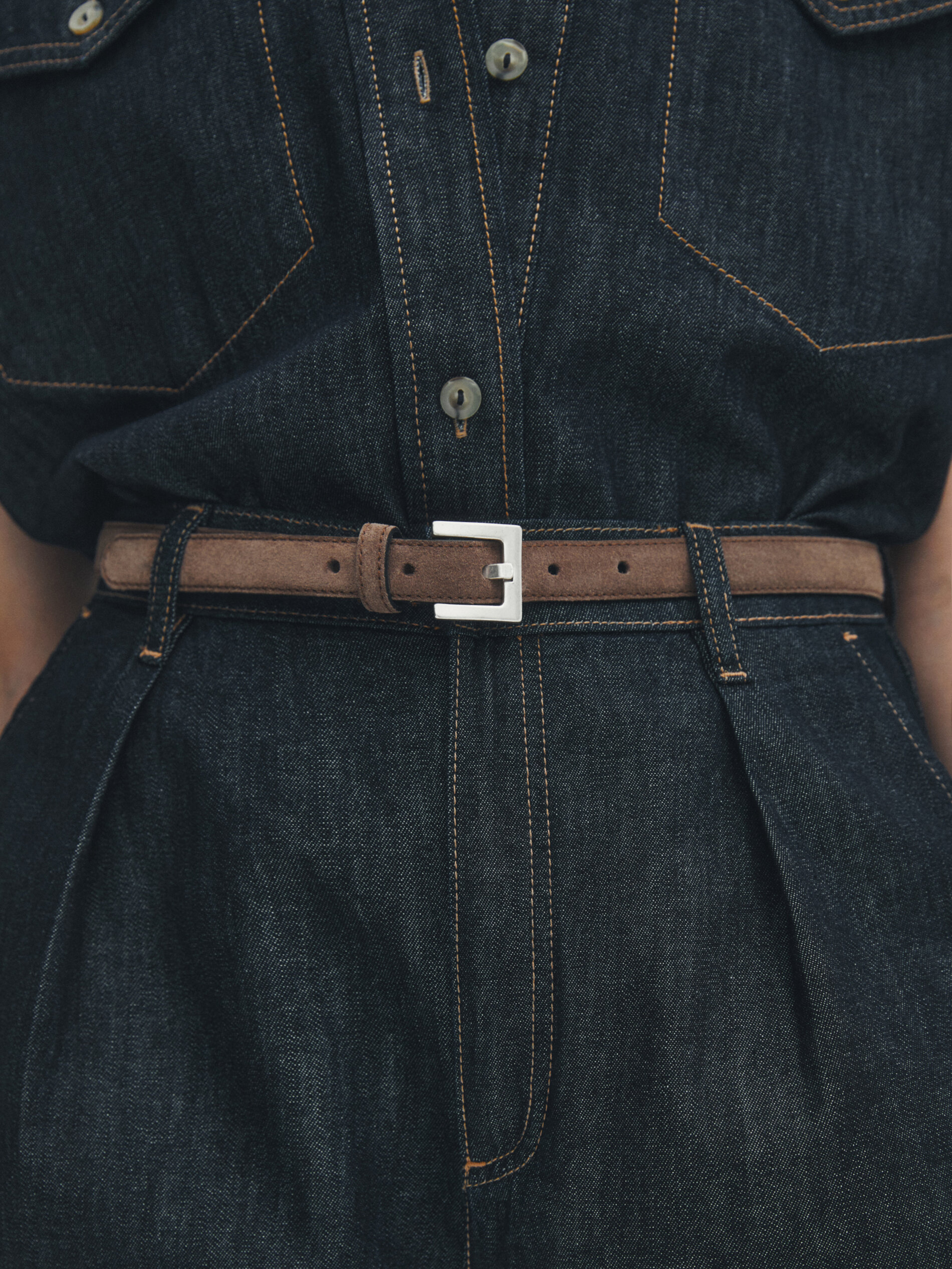 Cinturón fino serraje - GRIS