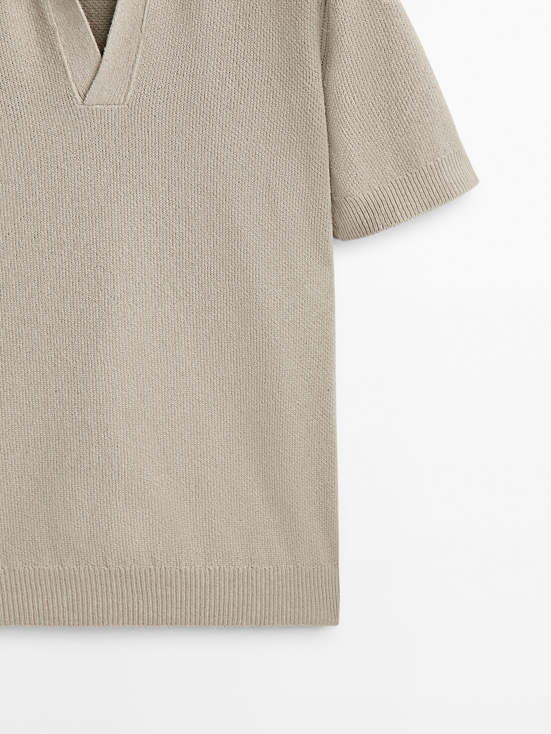 Jersey polo estructura manga corta - Beige