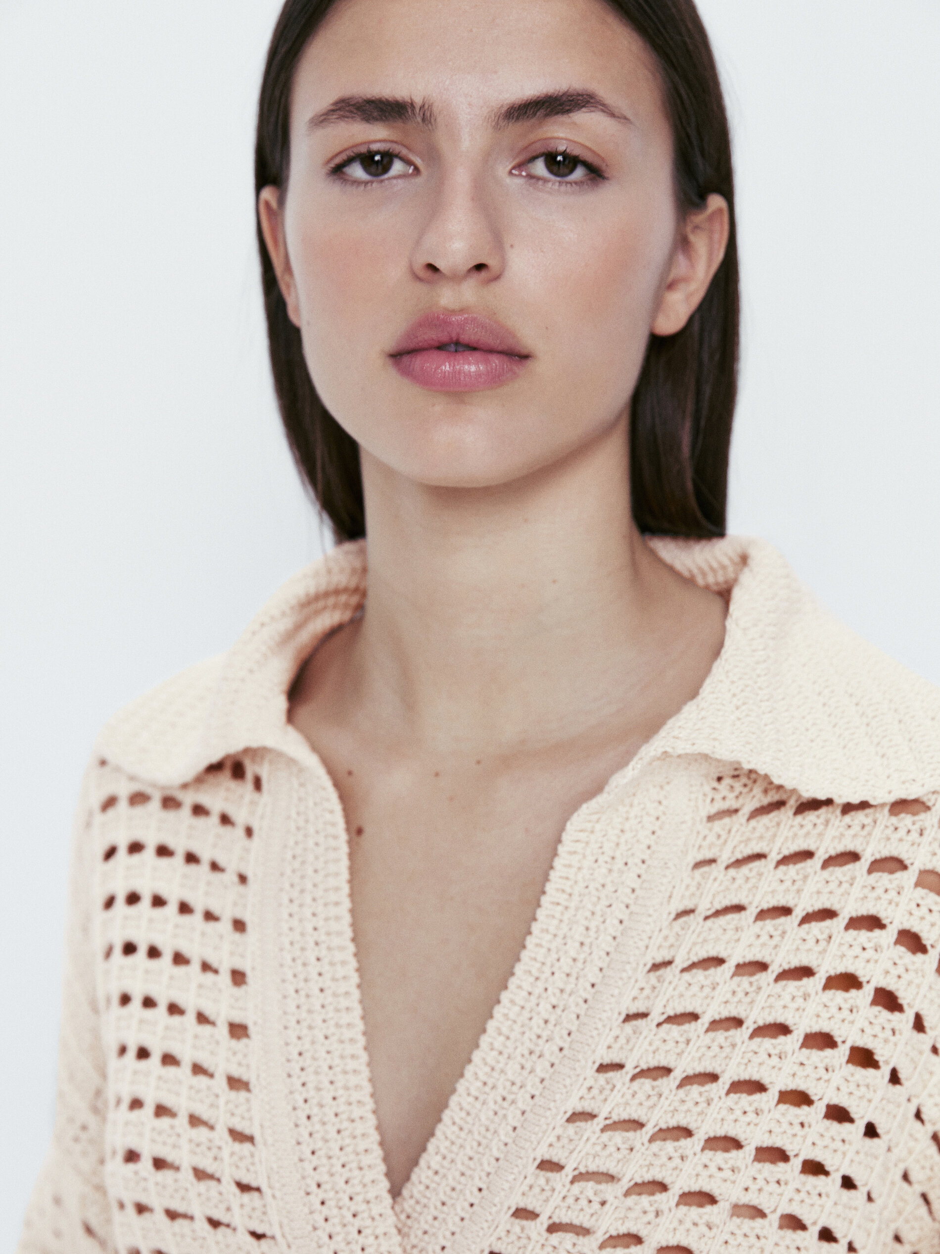 Jersey polo crochet - BEIGE