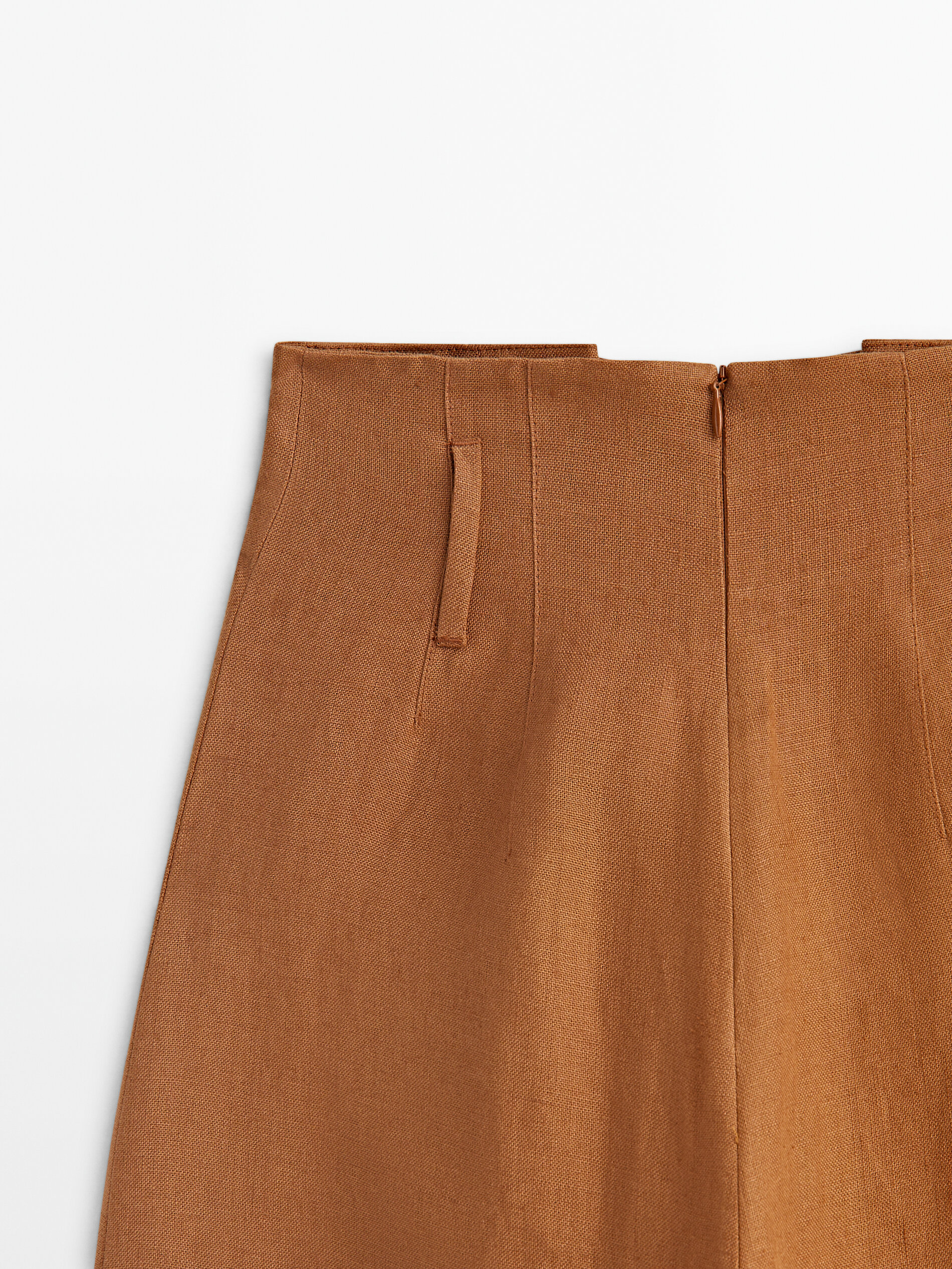 Pantalón lino paperbag -Studio - CAMEL