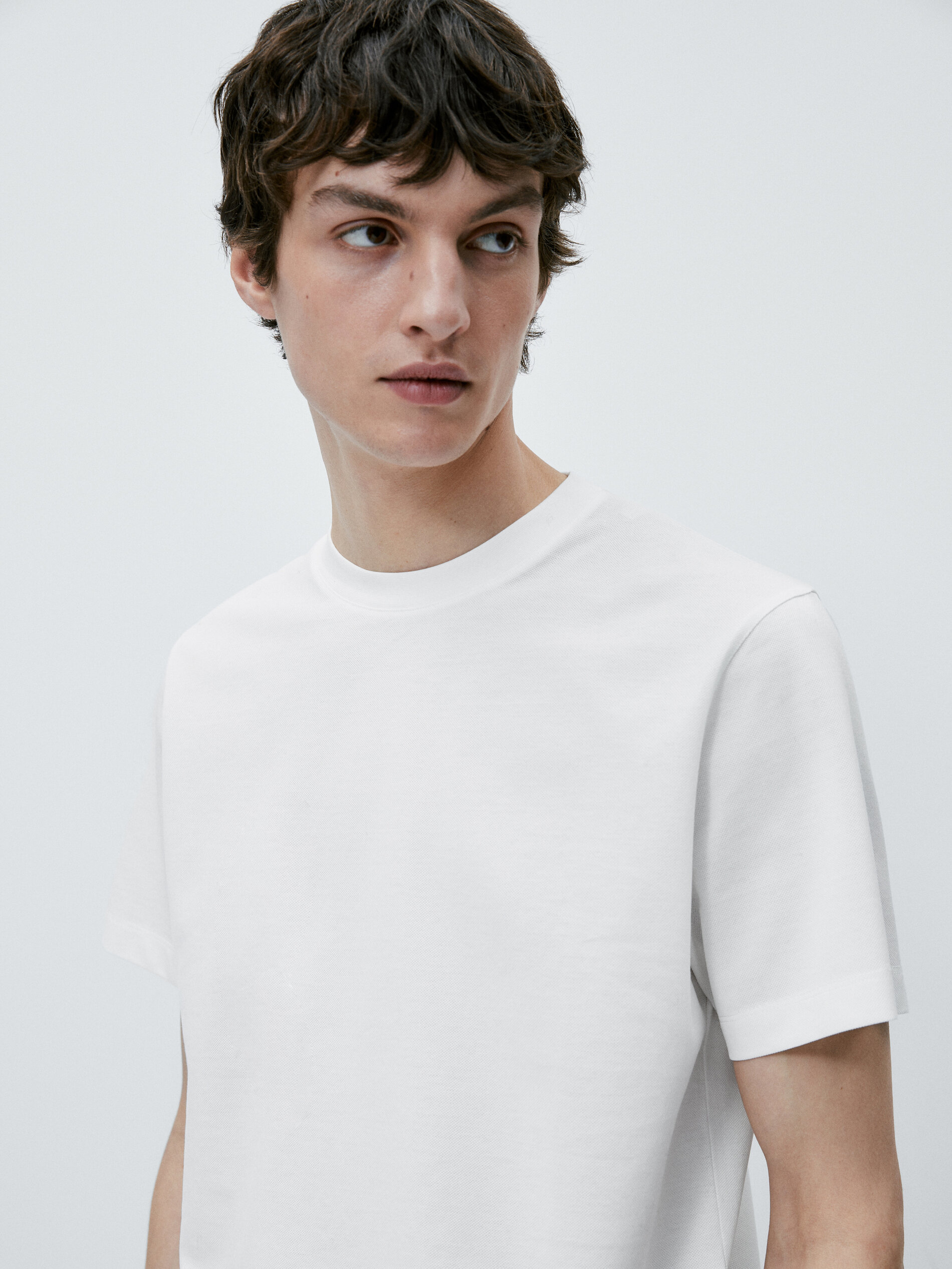 Camiseta manga corta piqué algodón mercerizado - BLANCO