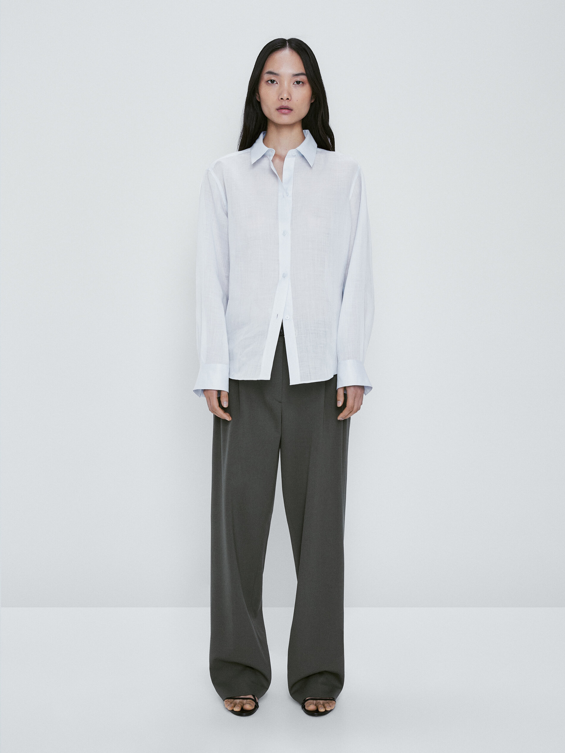 Camisa 100% ramio - CELESTE