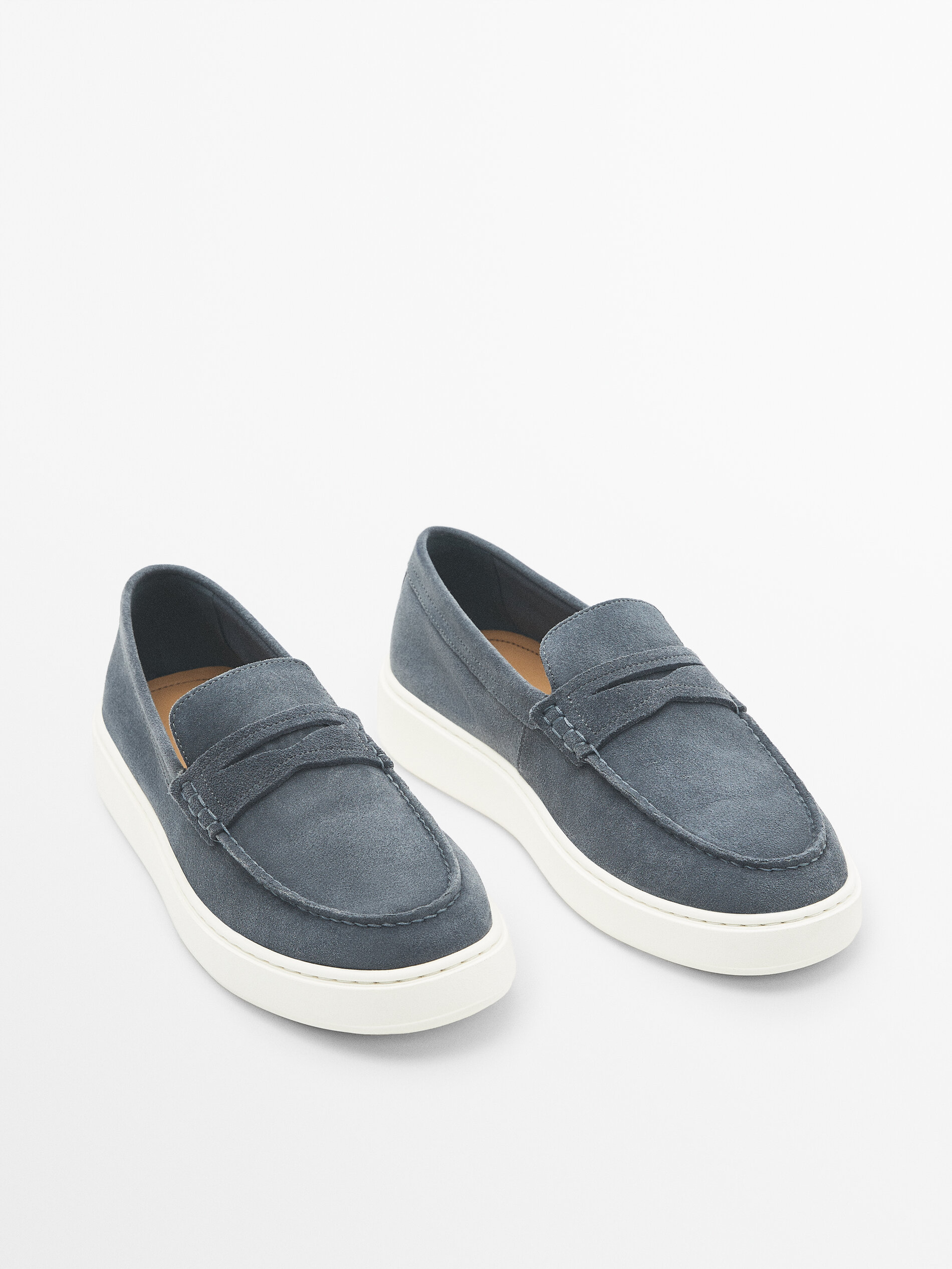 Mocasín serraje antifaz - Azul lavado